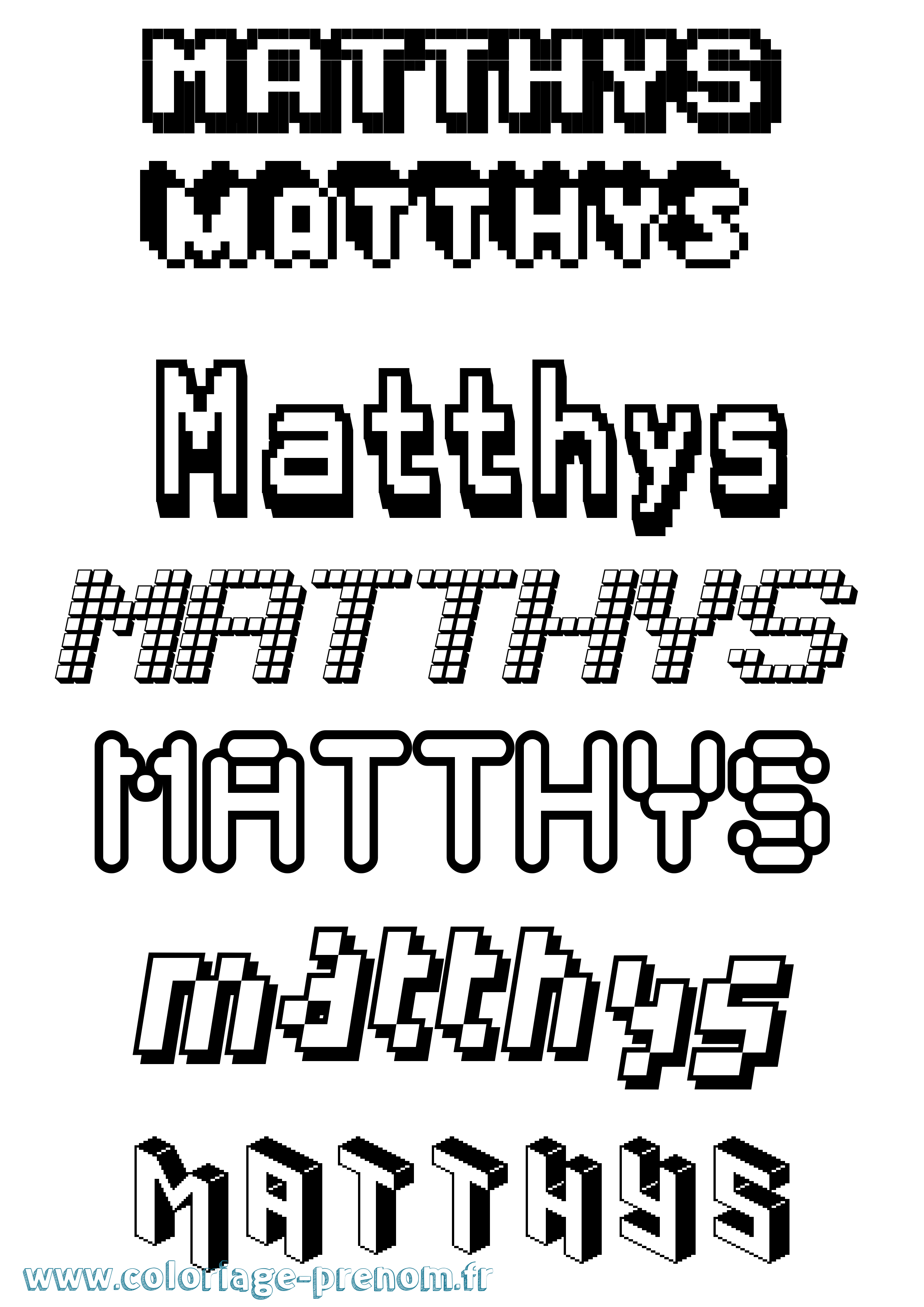 Coloriage prénom Matthys Pixel