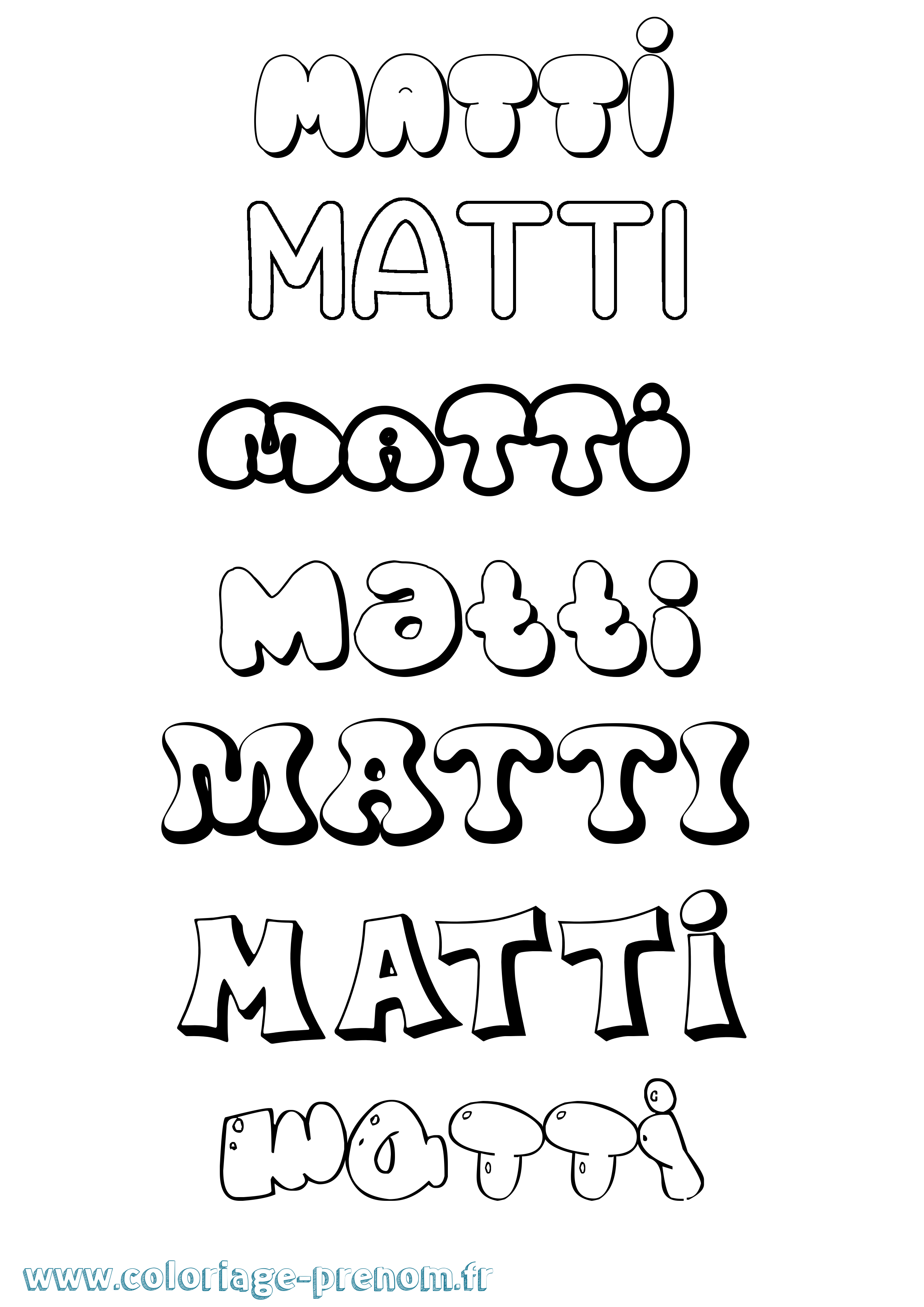Coloriage prénom Matti Bubble