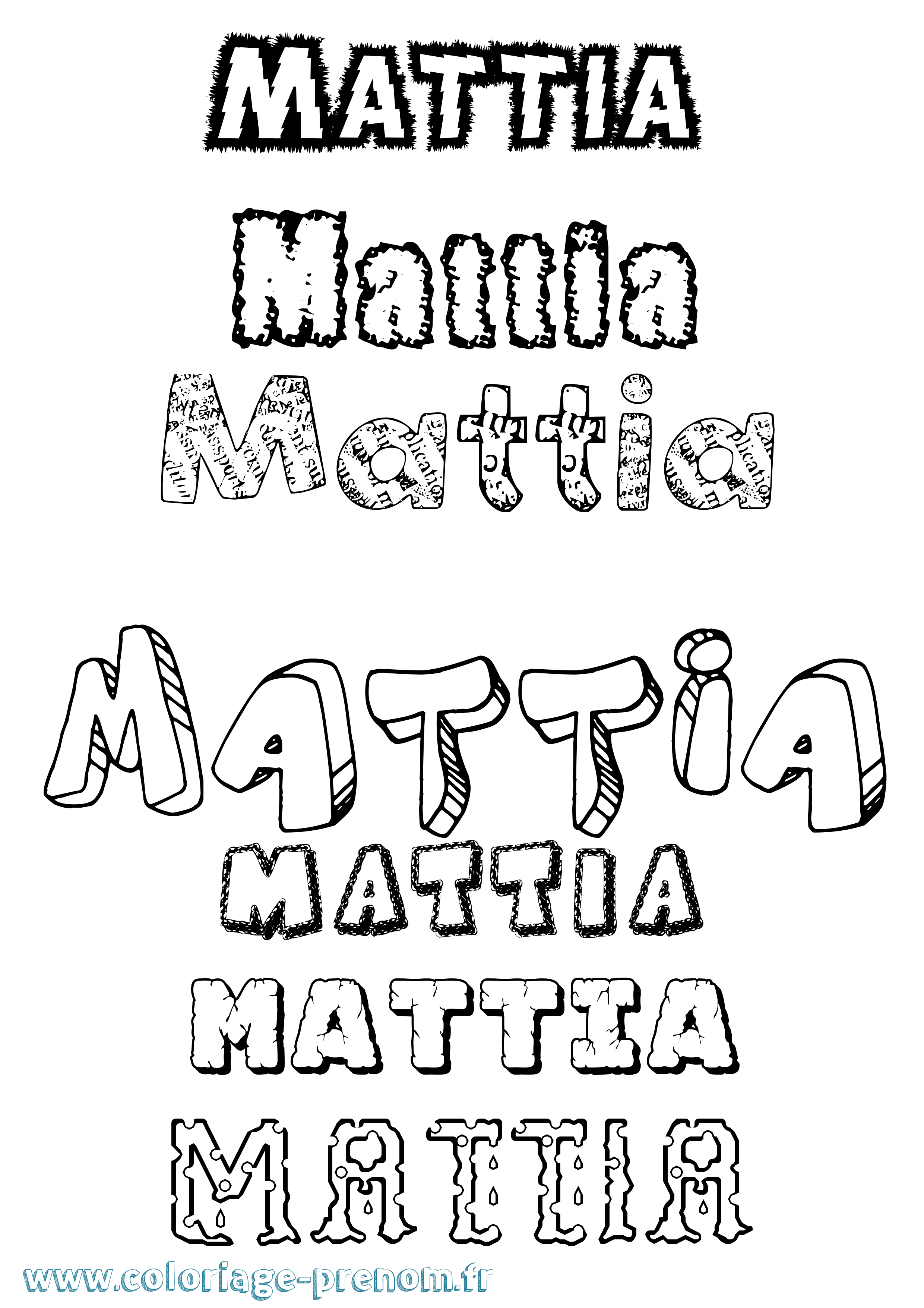 Coloriage prénom Mattia Destructuré