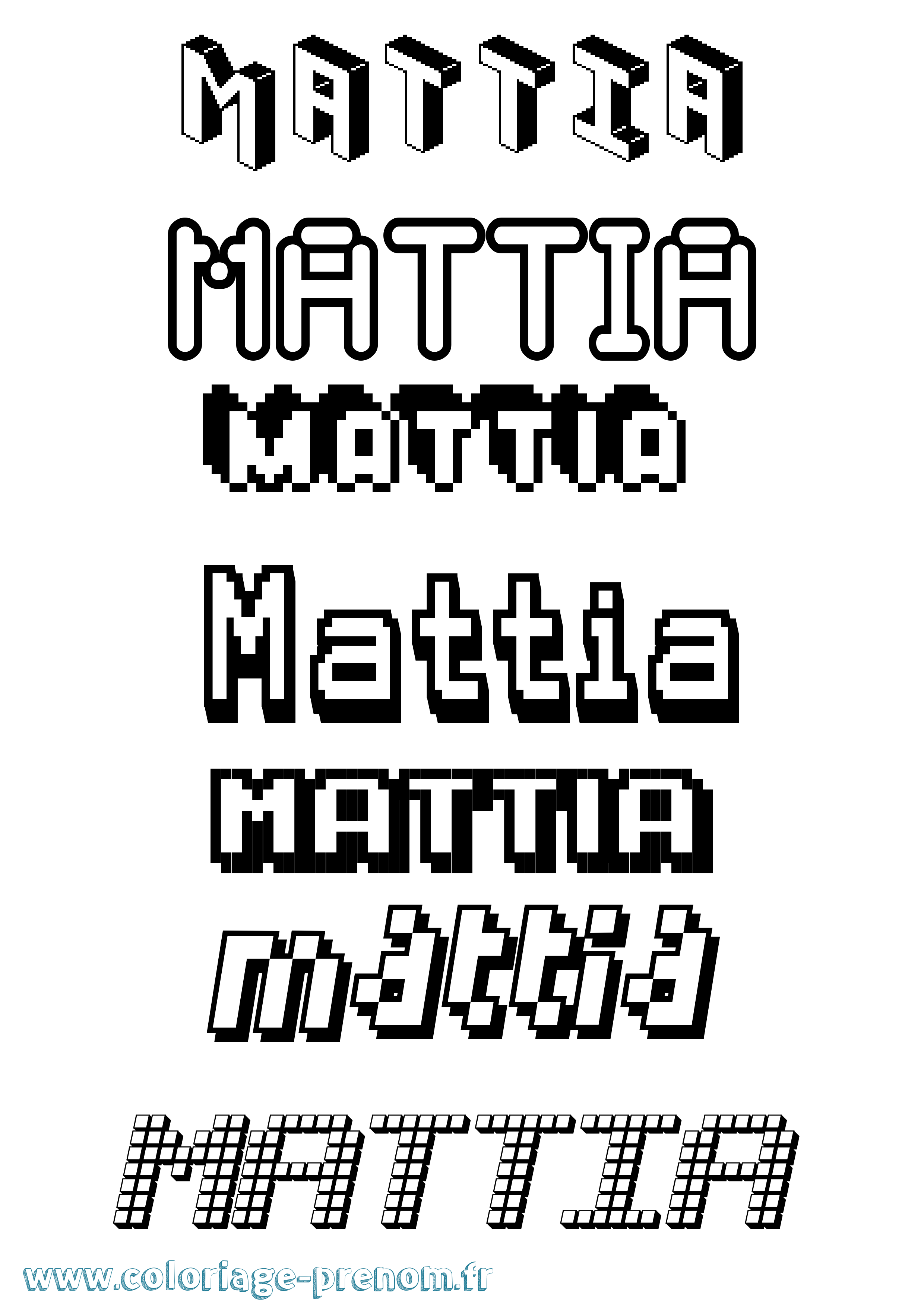 Coloriage prénom Mattia Pixel