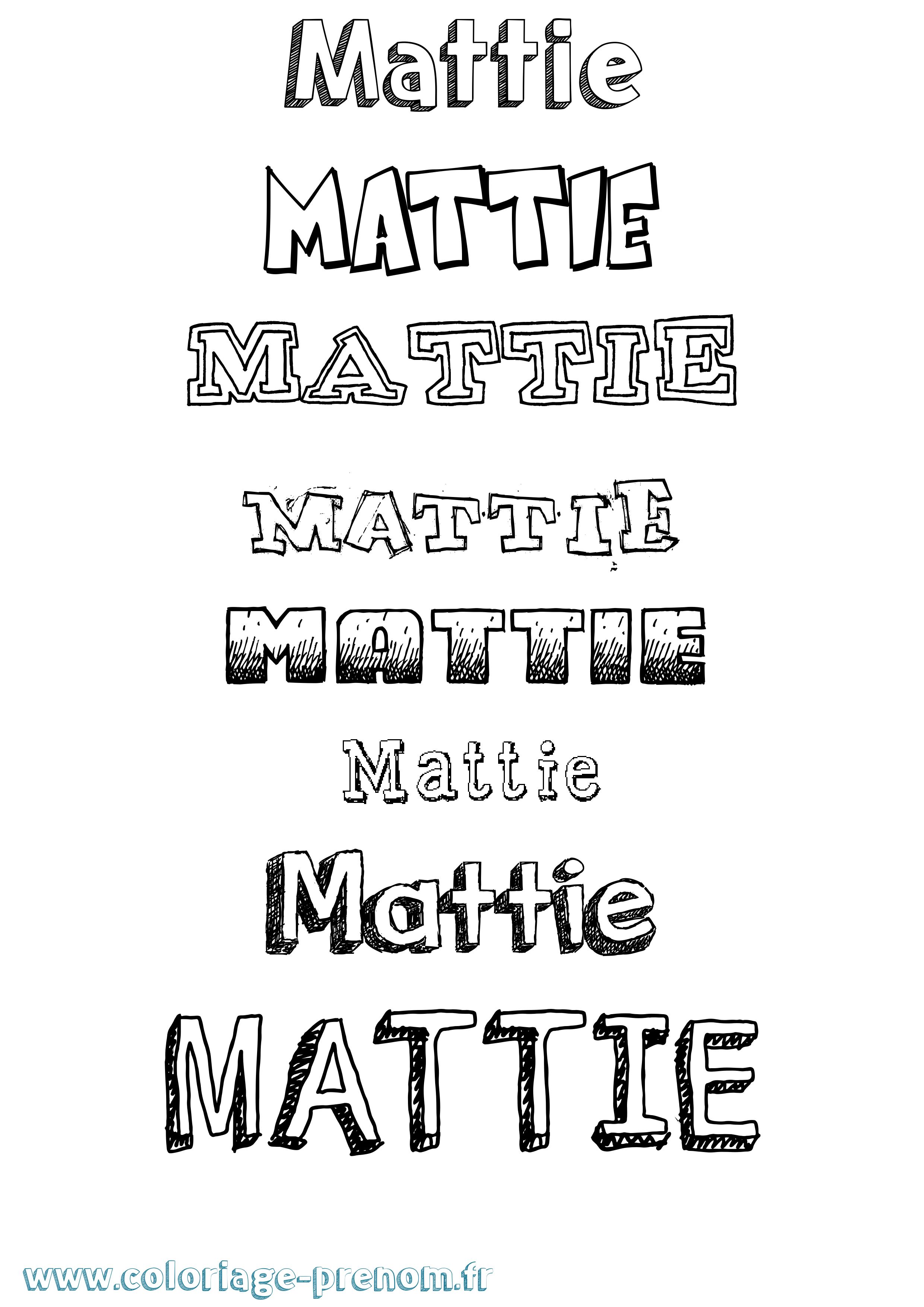 Coloriage prénom Mattie Dessiné