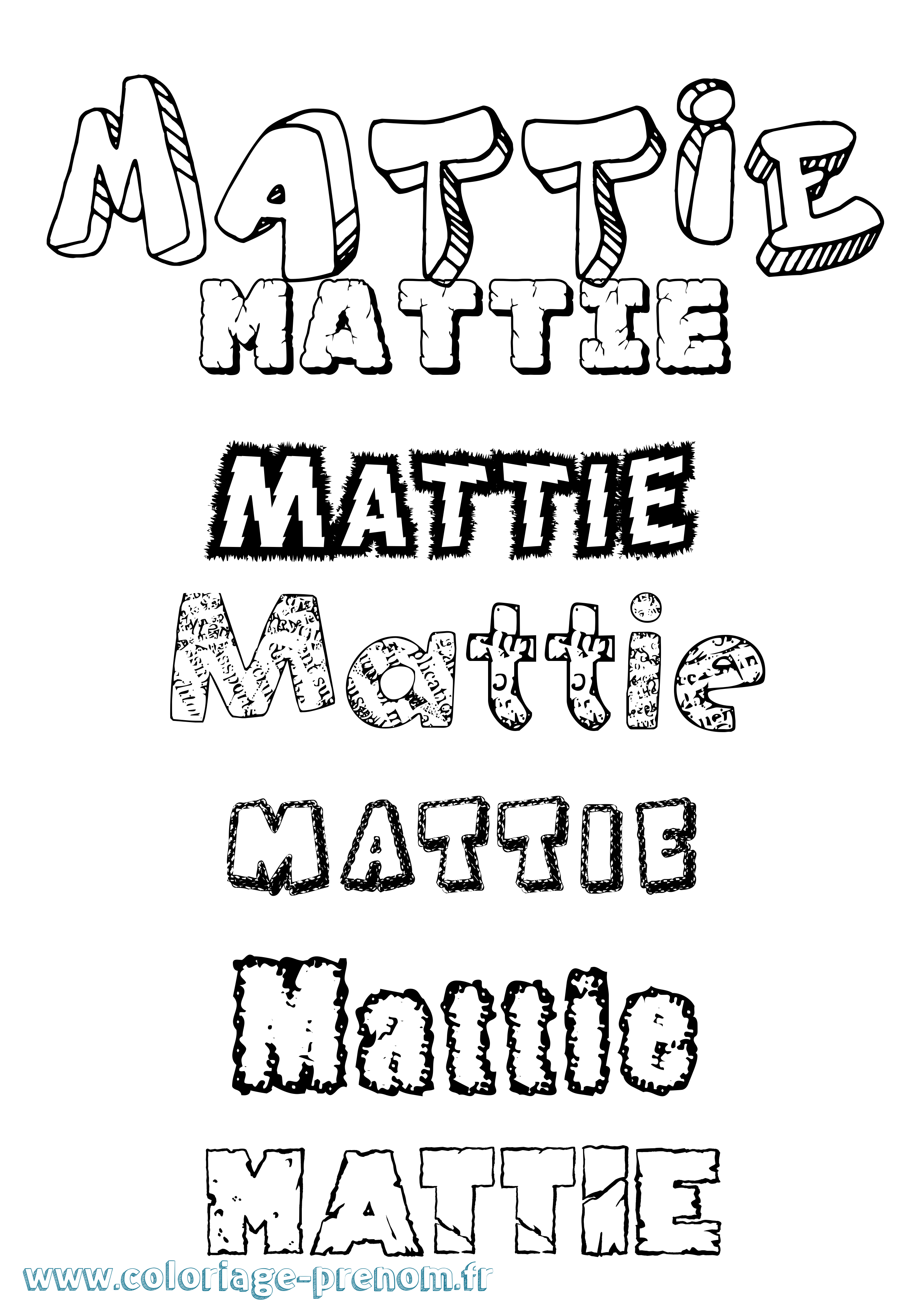 Coloriage prénom Mattie Destructuré