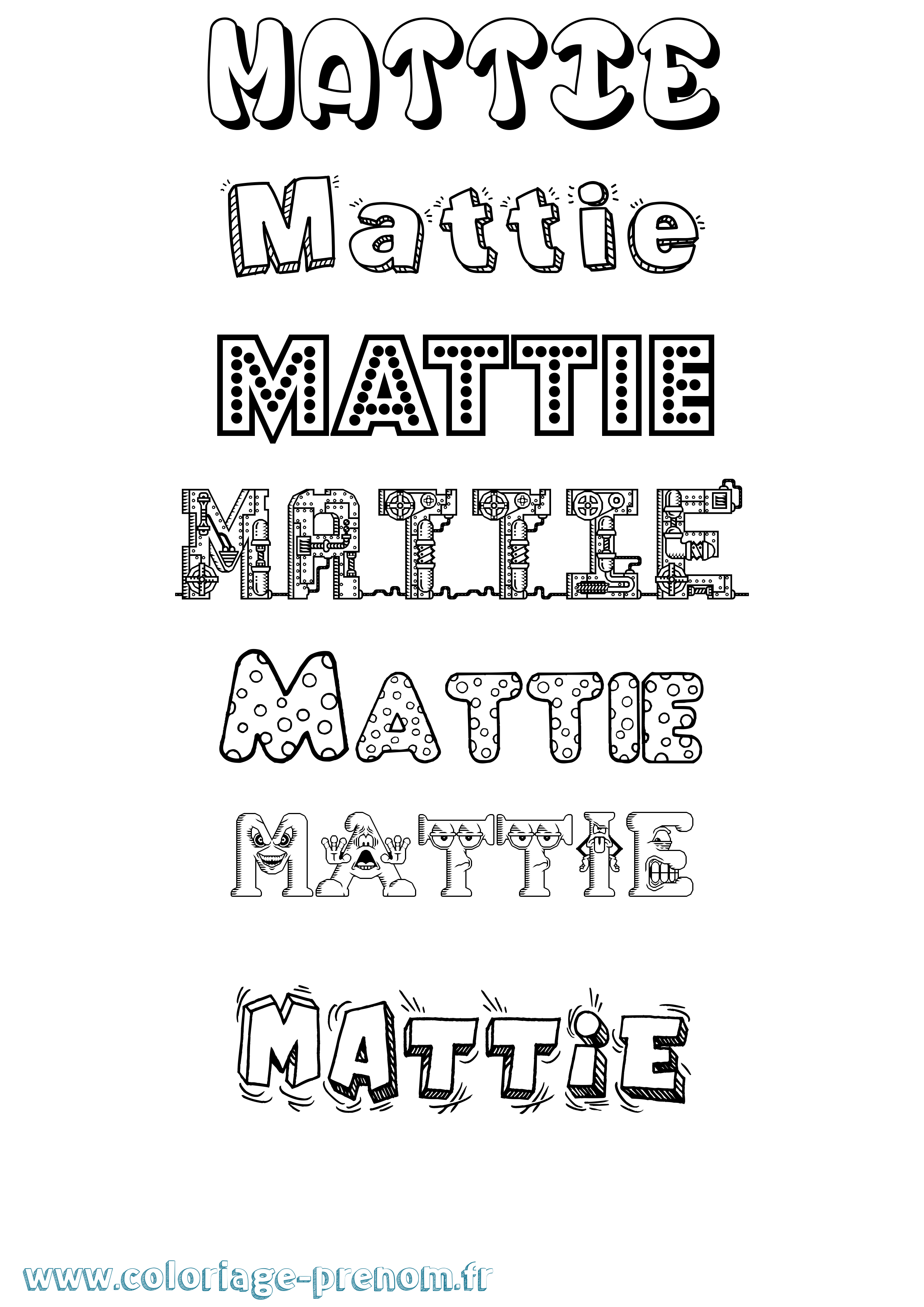 Coloriage prénom Mattie Fun