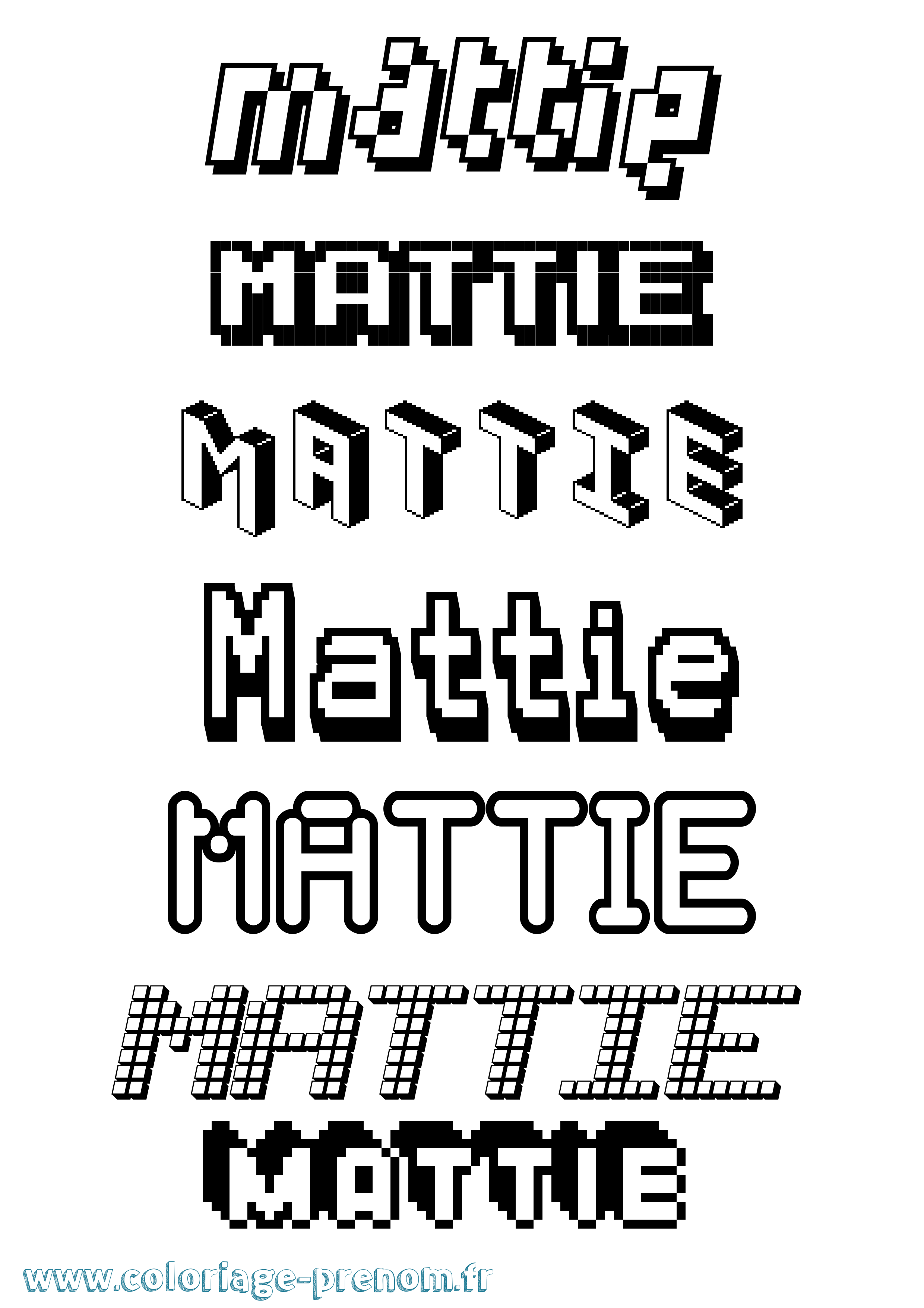 Coloriage prénom Mattie Pixel