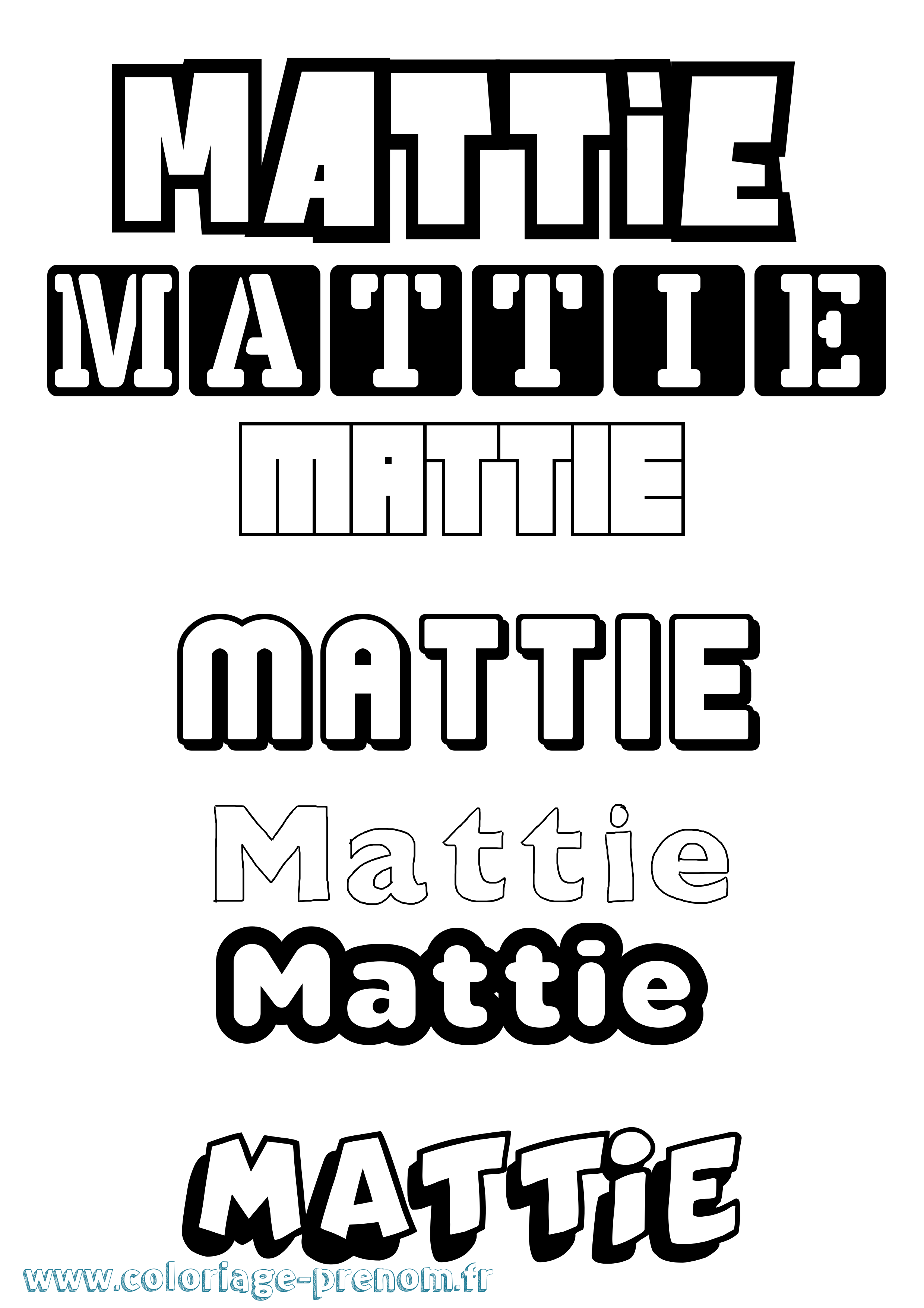 Coloriage prénom Mattie Simple