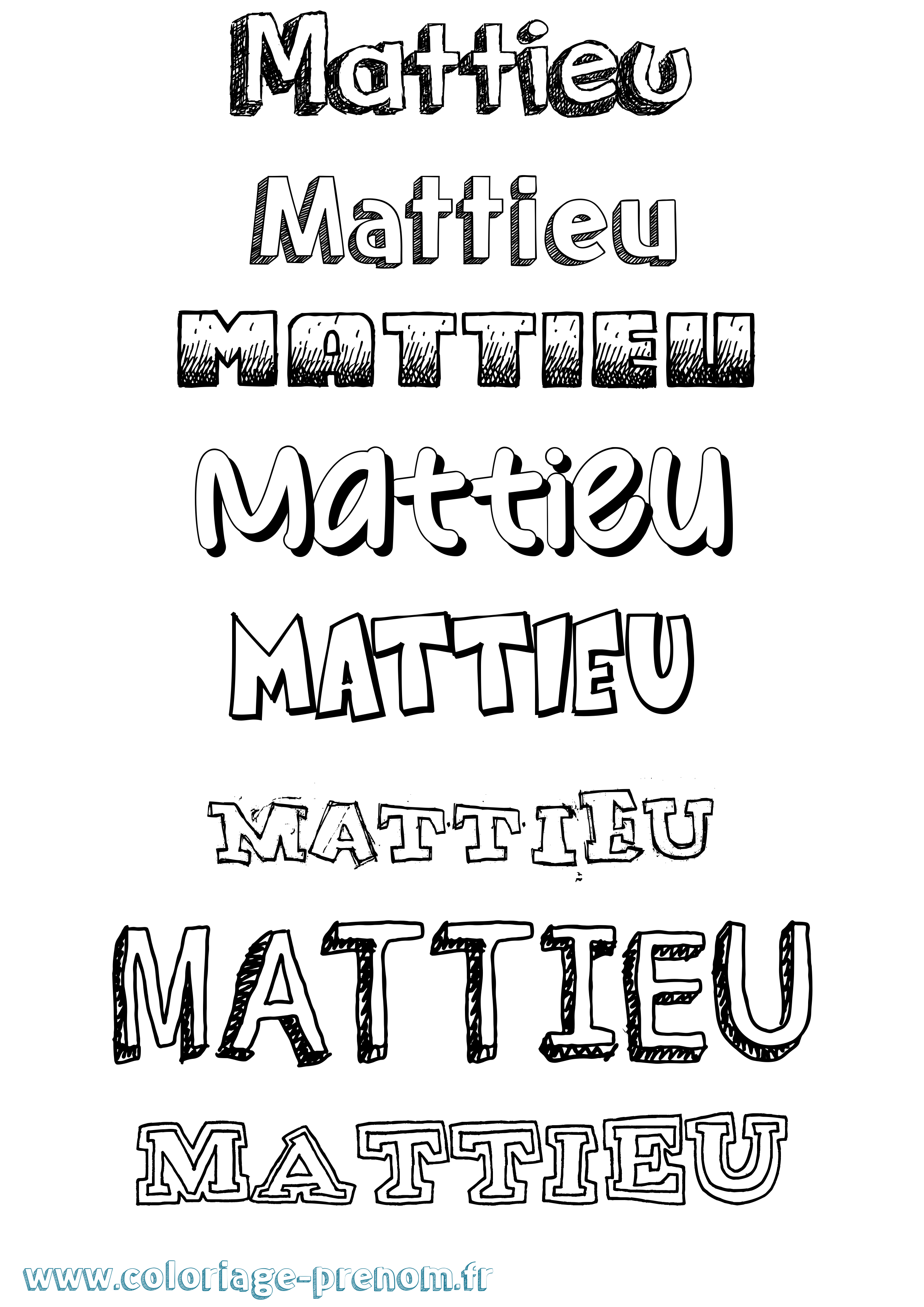 Coloriage prénom Mattieu Dessiné