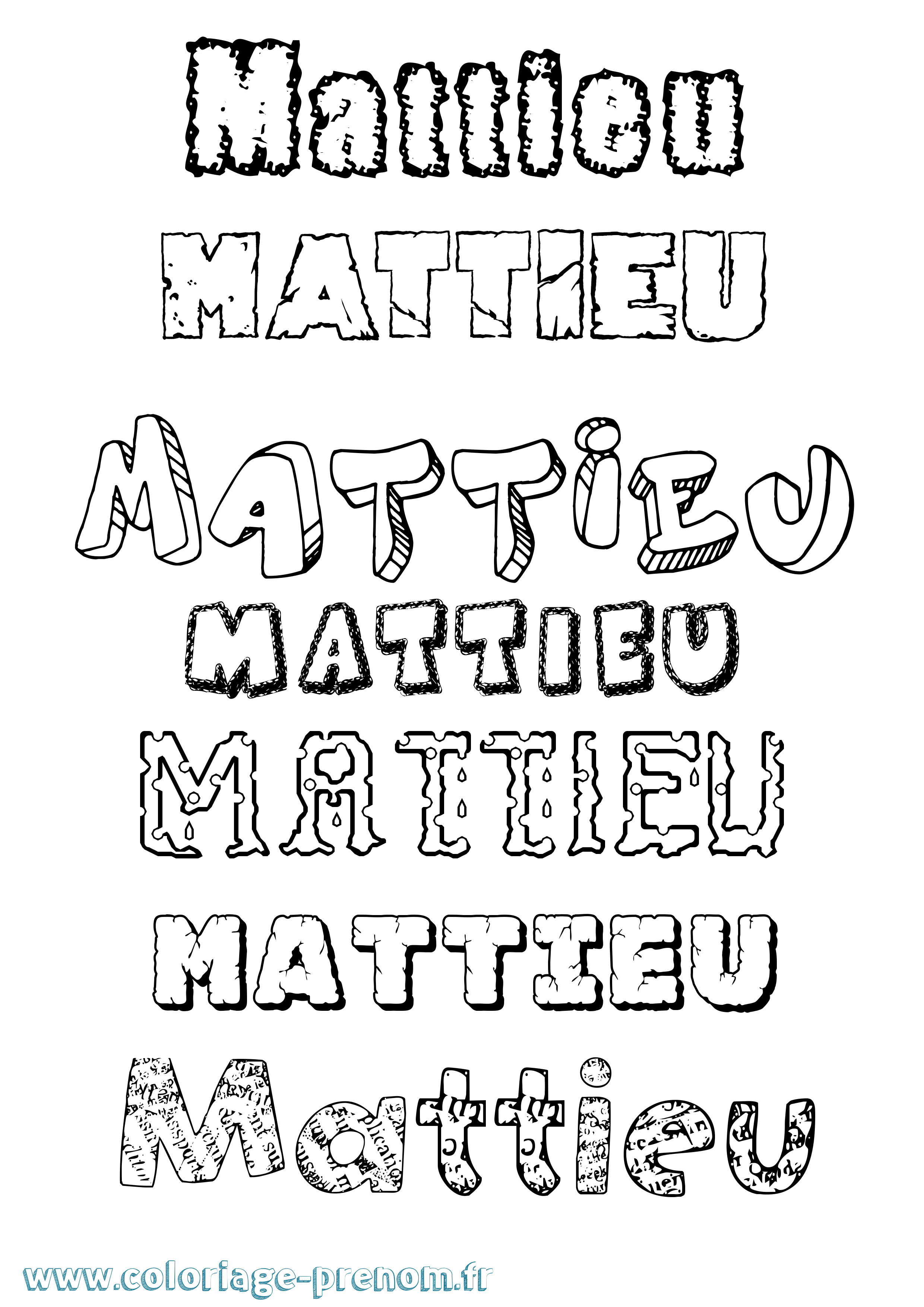 Coloriage prénom Mattieu Destructuré