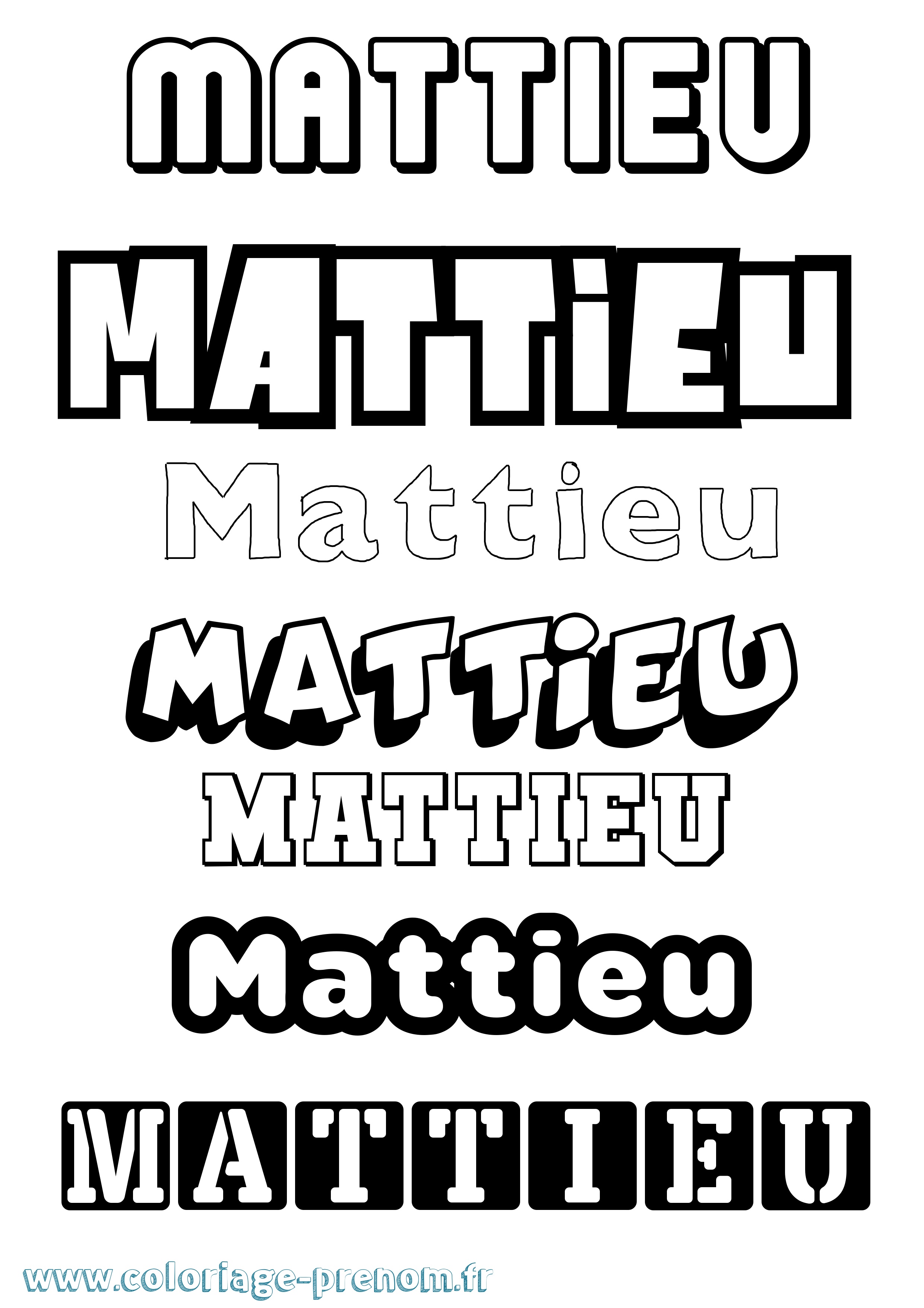 Coloriage prénom Mattieu Simple