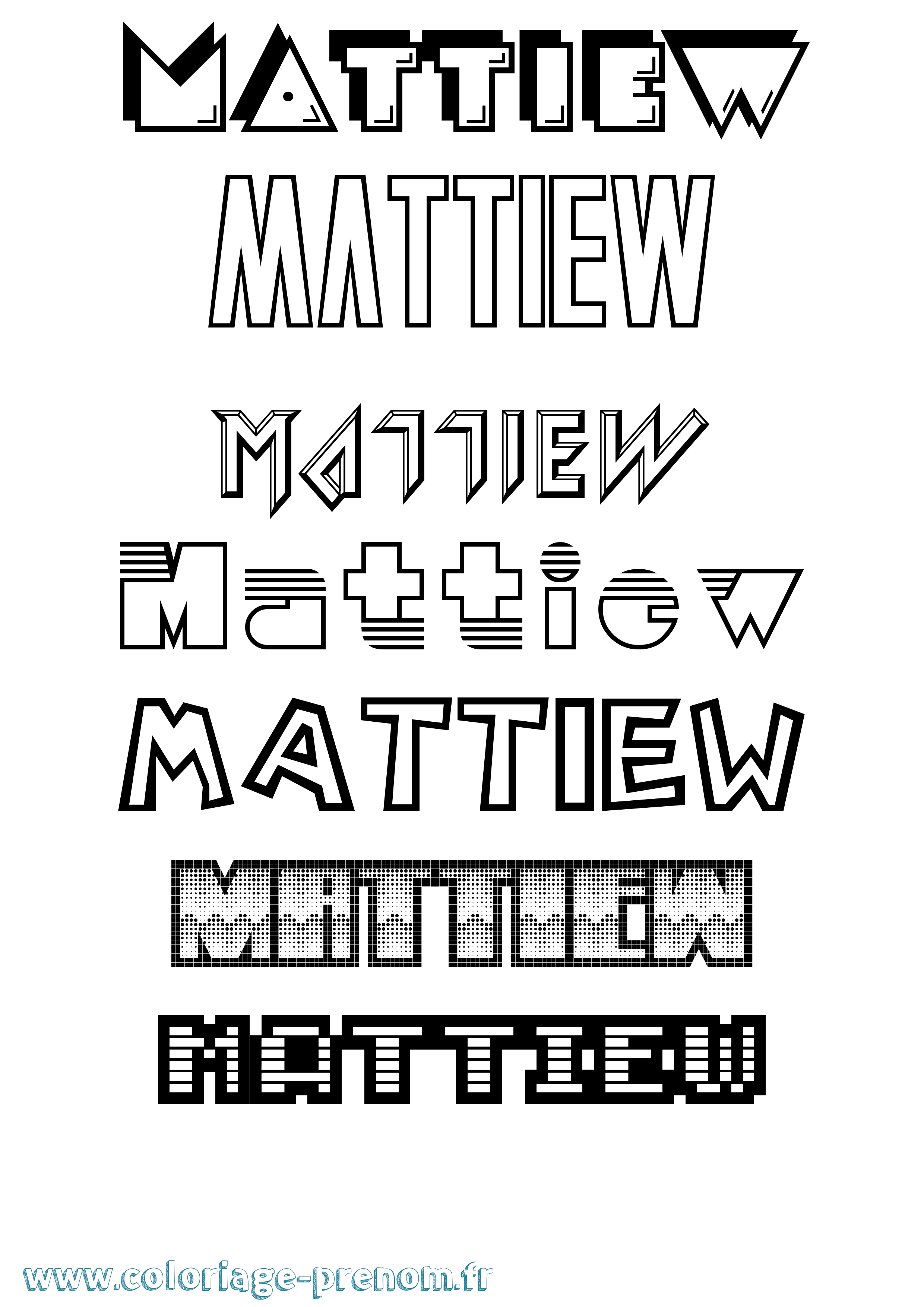 Coloriage prénom Mattiew Jeux Vidéos