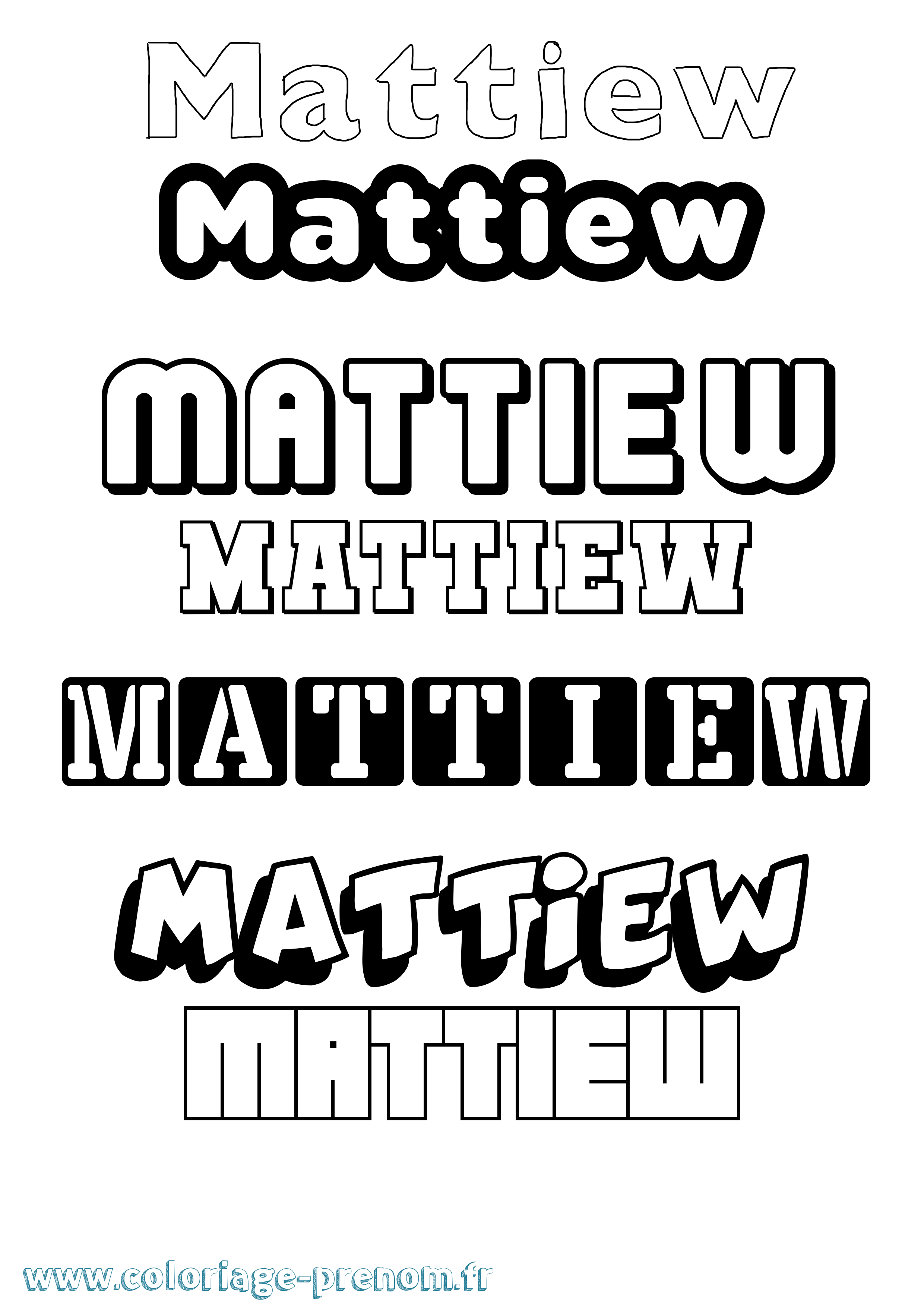 Coloriage prénom Mattiew Simple