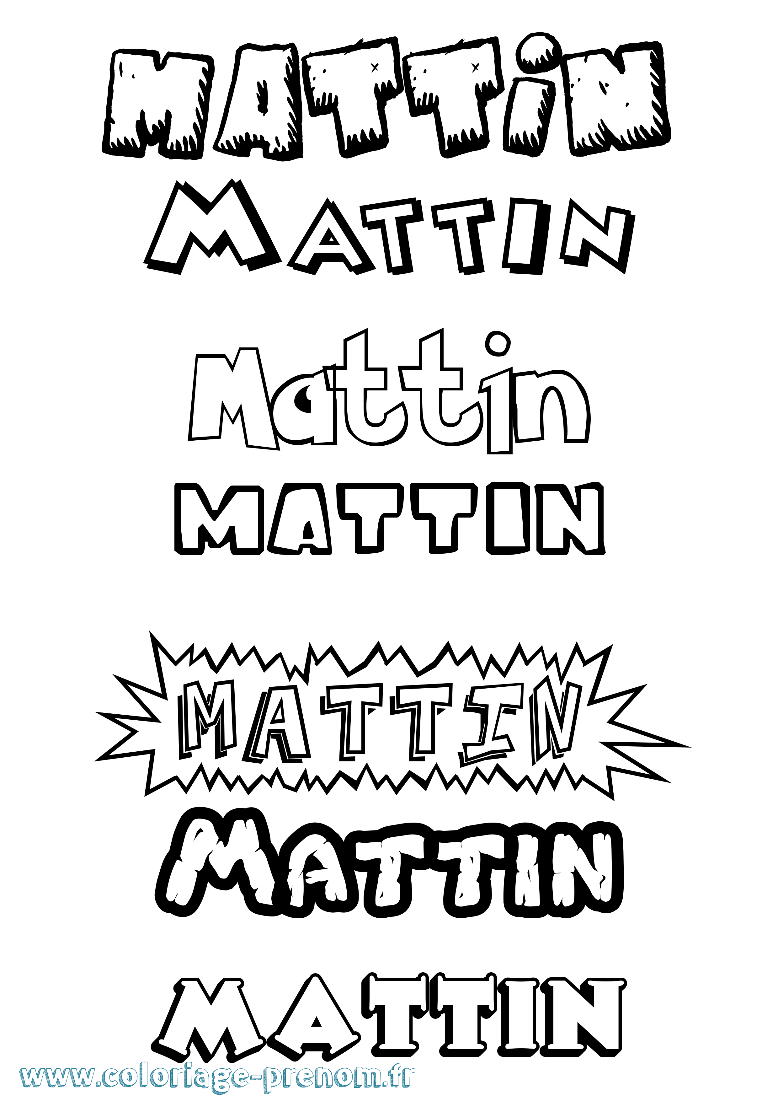 Coloriage prénom Mattin Dessin Animé