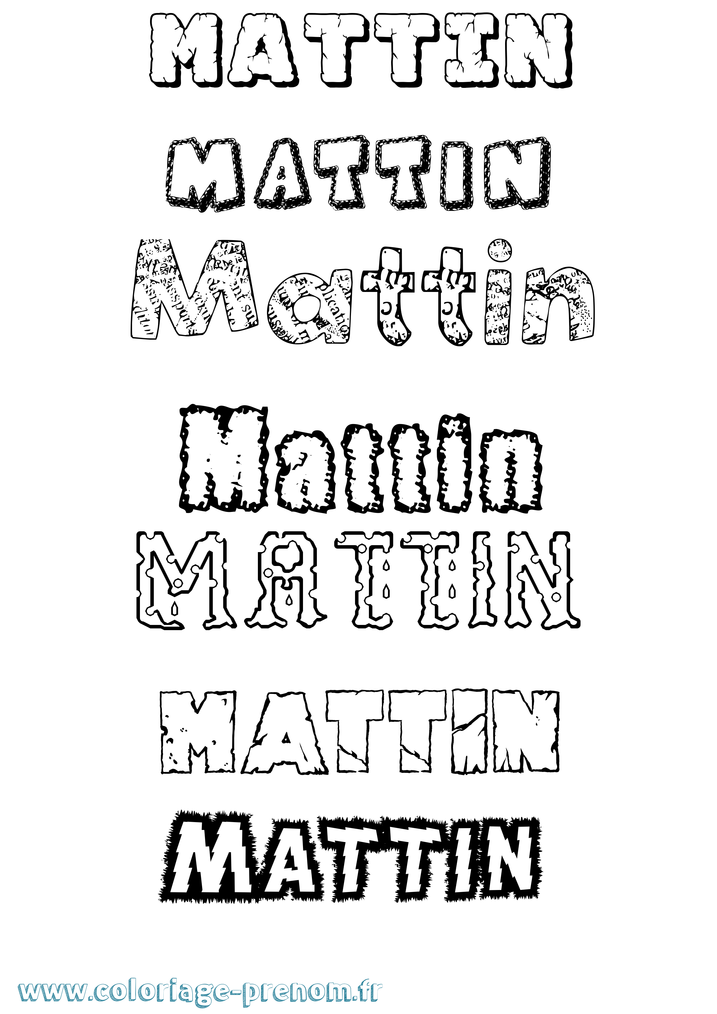 Coloriage prénom Mattin Destructuré