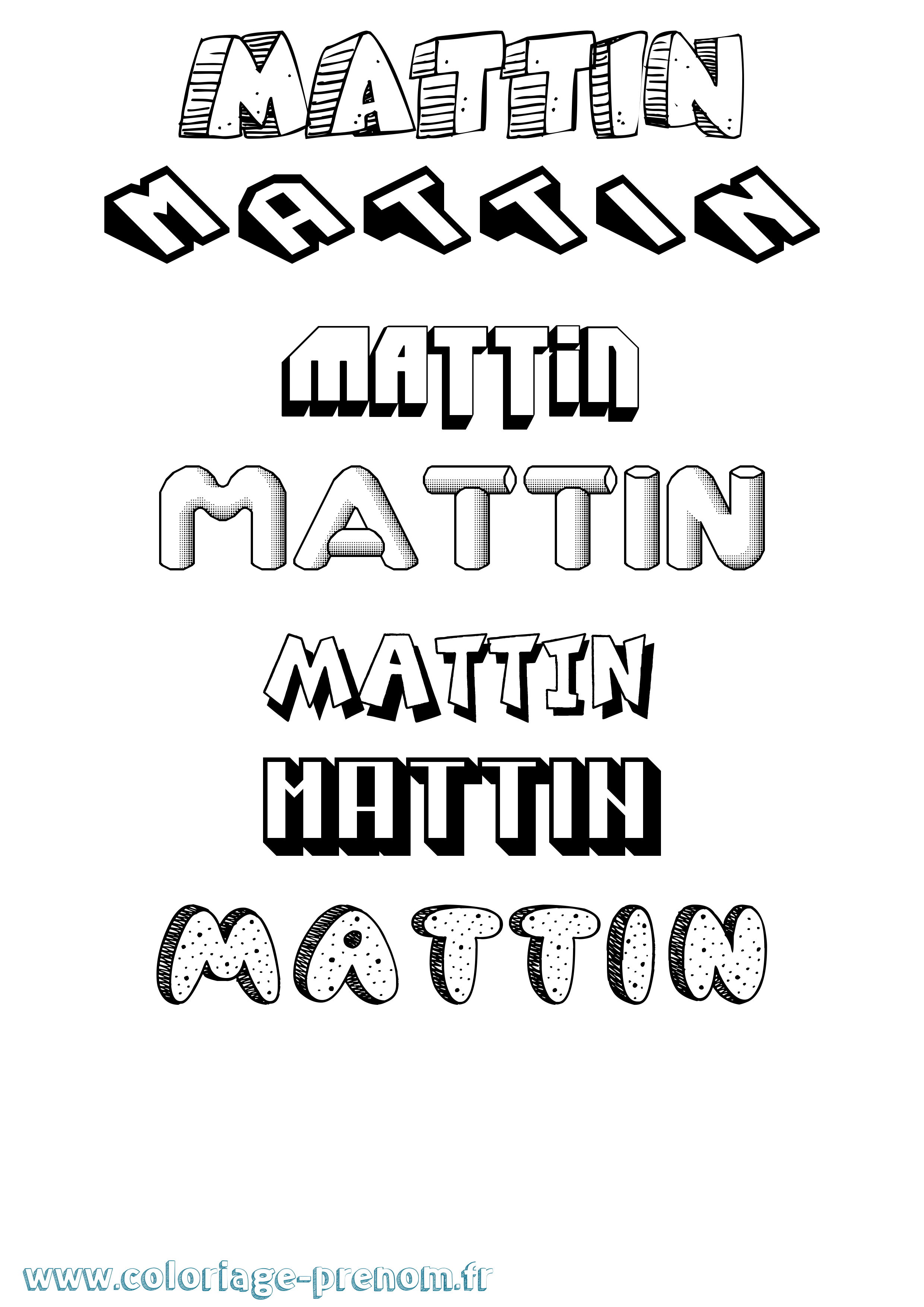 Coloriage prénom Mattin Effet 3D