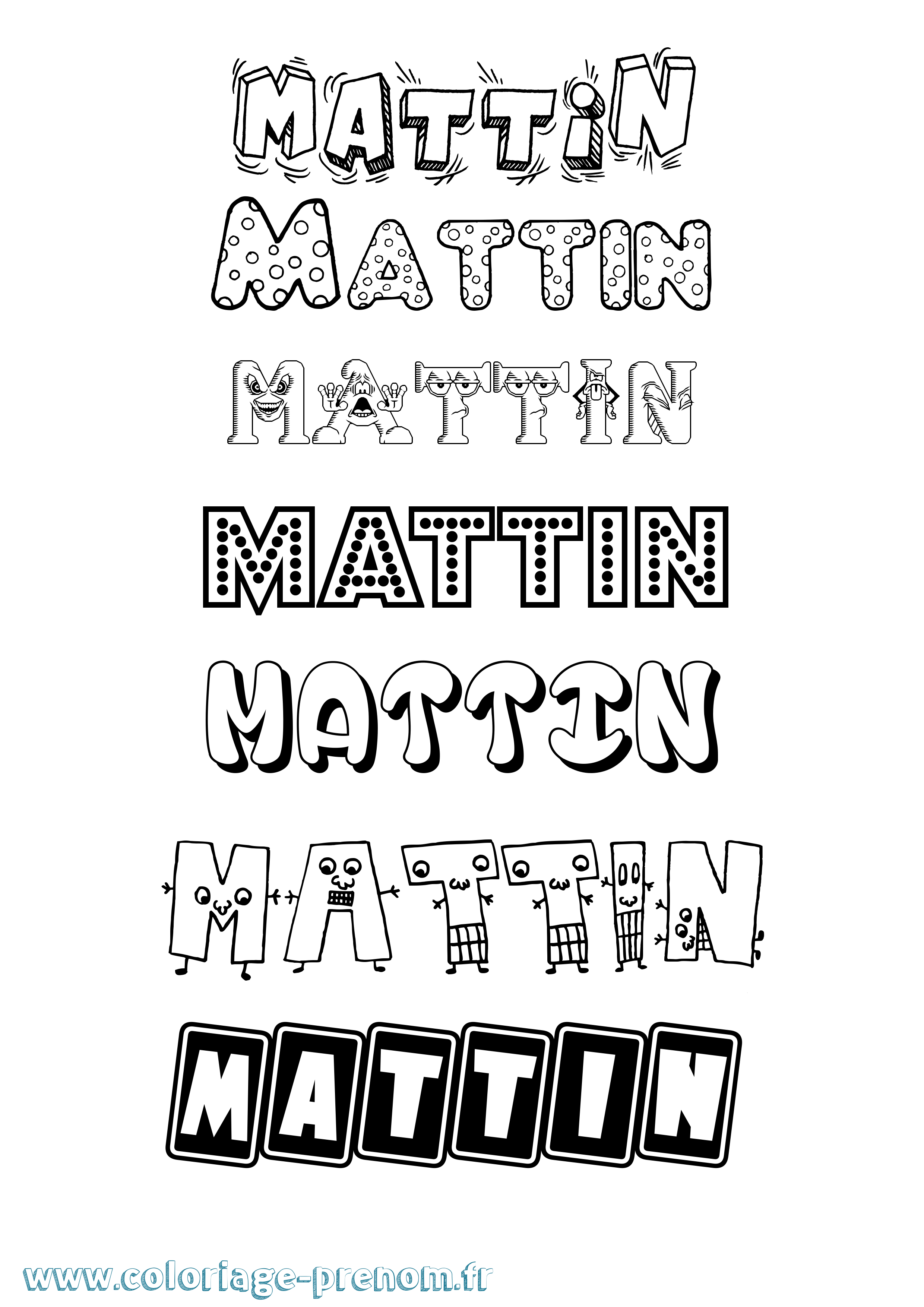 Coloriage prénom Mattin Fun
