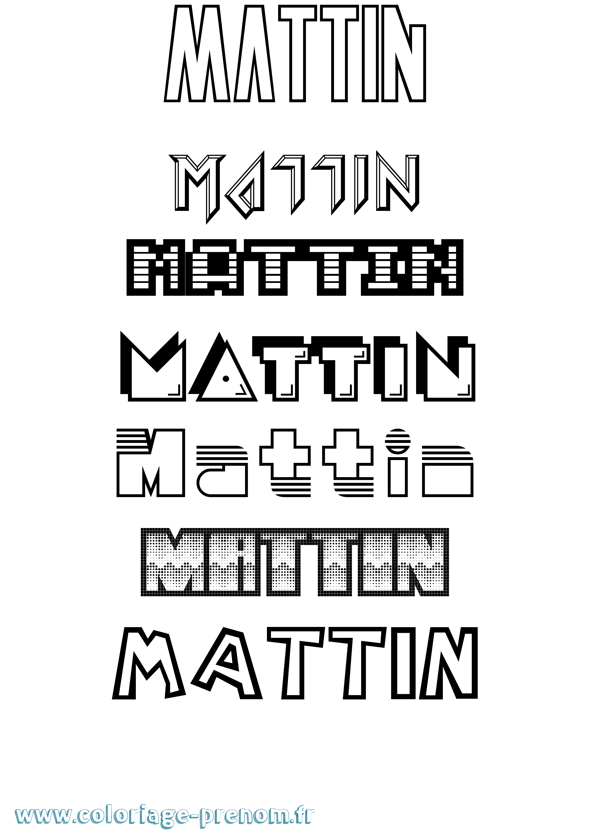 Coloriage prénom Mattin Jeux Vidéos