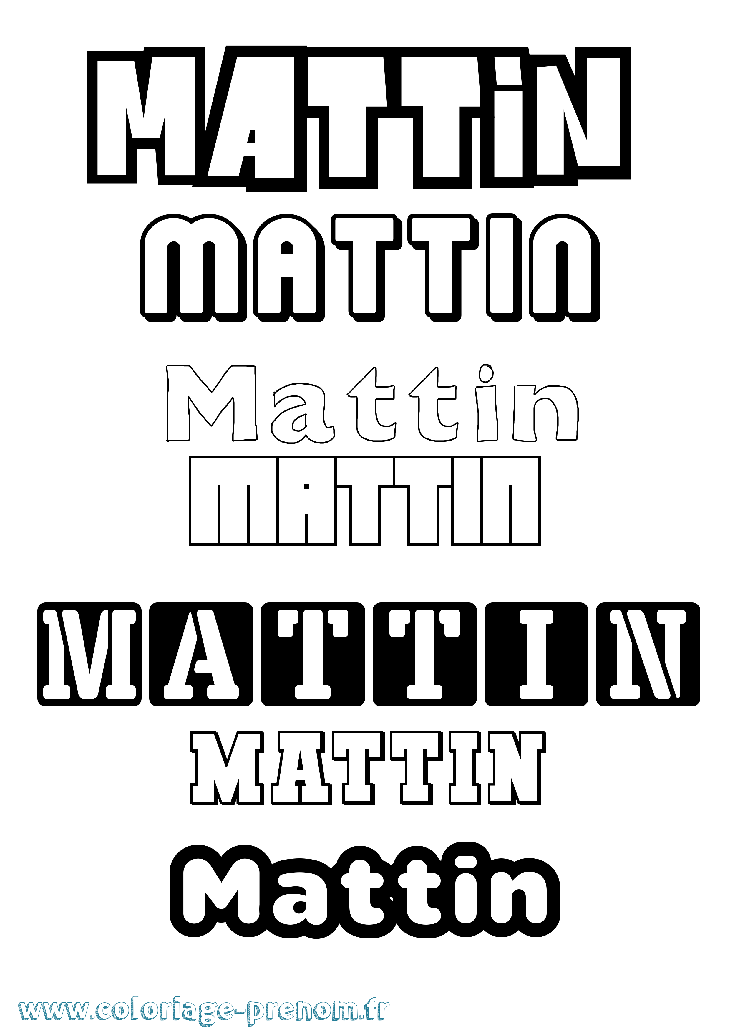 Coloriage prénom Mattin Simple