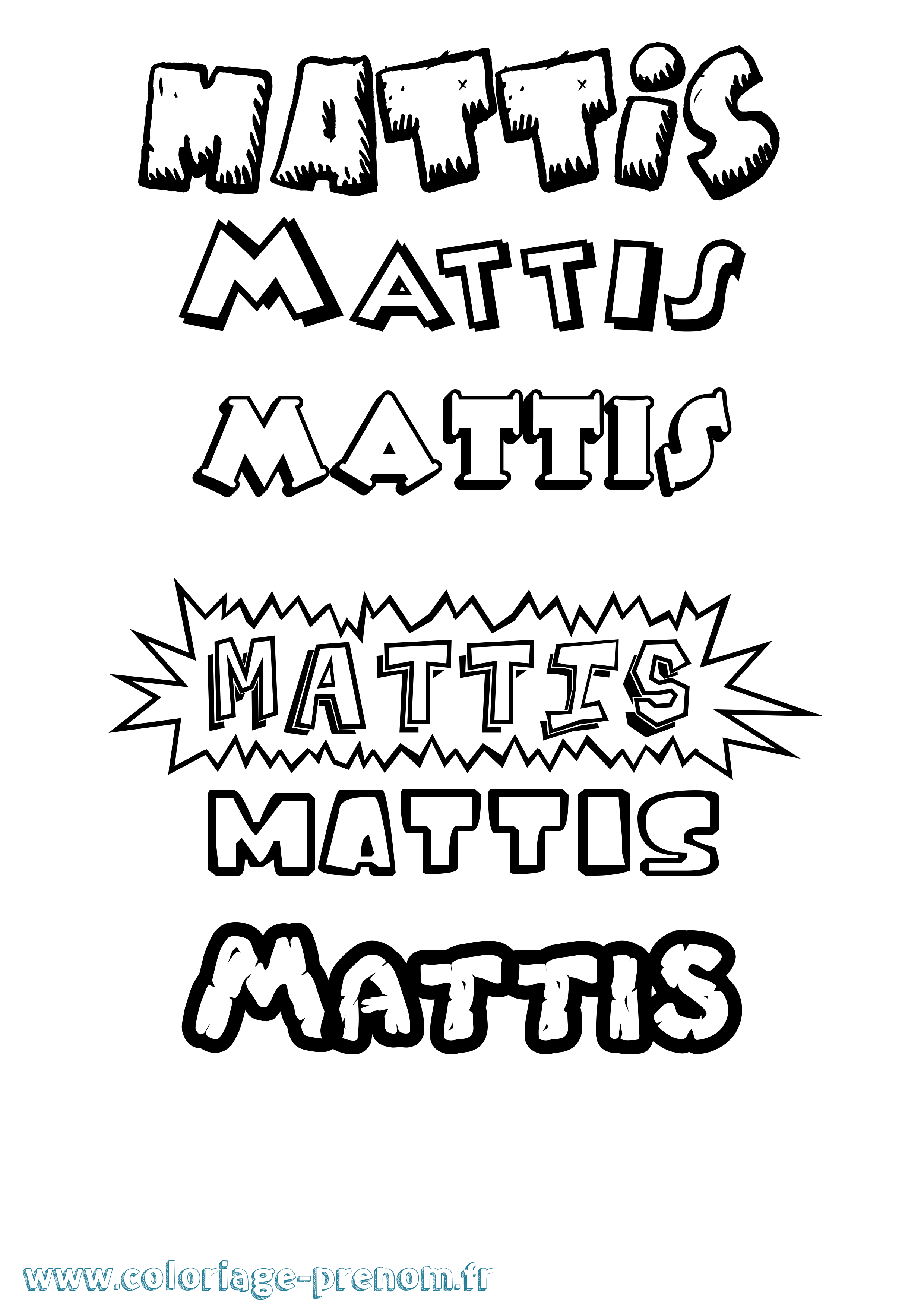 Coloriage Mattis Dessin Animé Coloriage prénom Mattis Dessin Animé