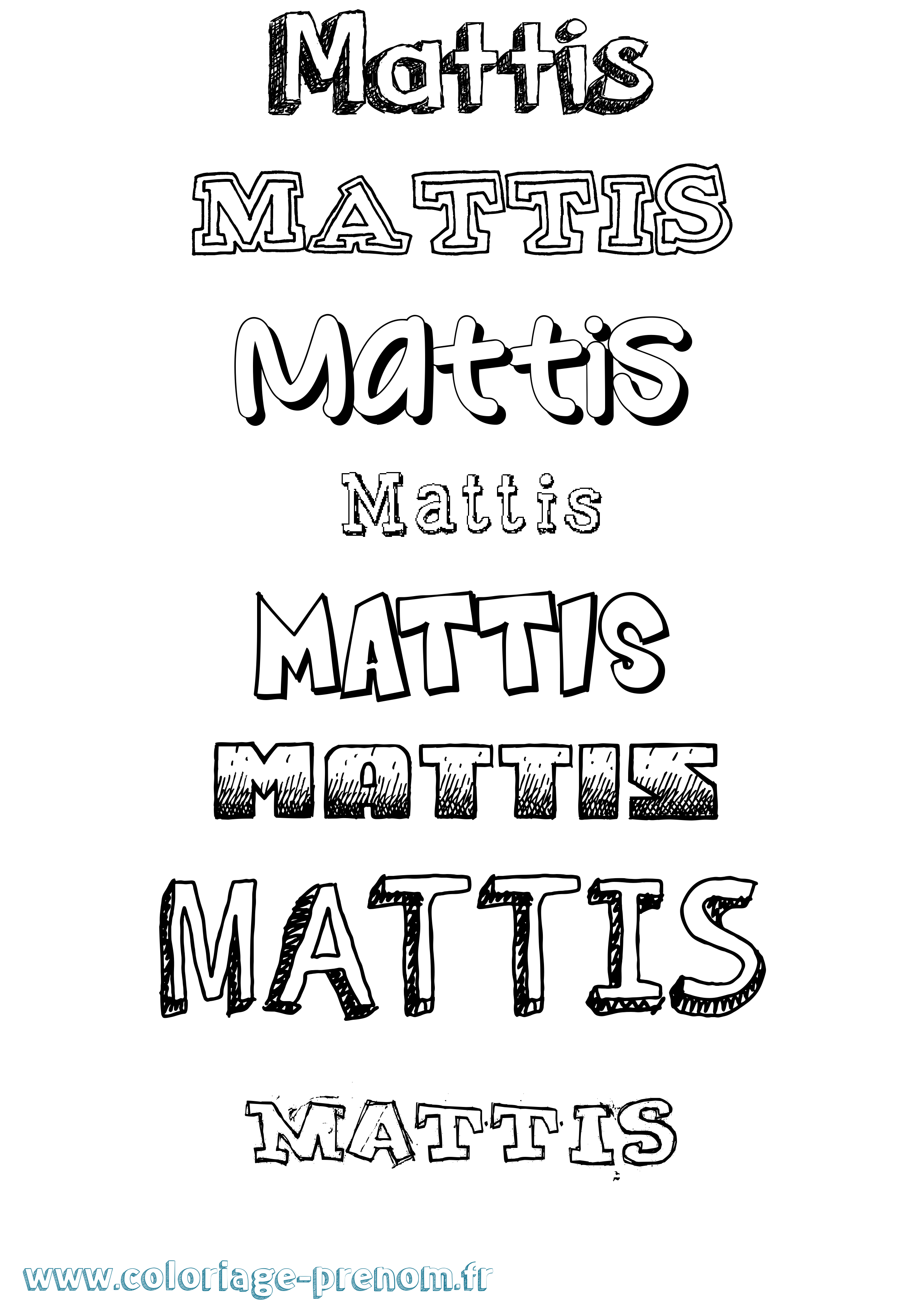 Coloriage Mattis Dessiné Coloriage prénom Mattis Dessiné