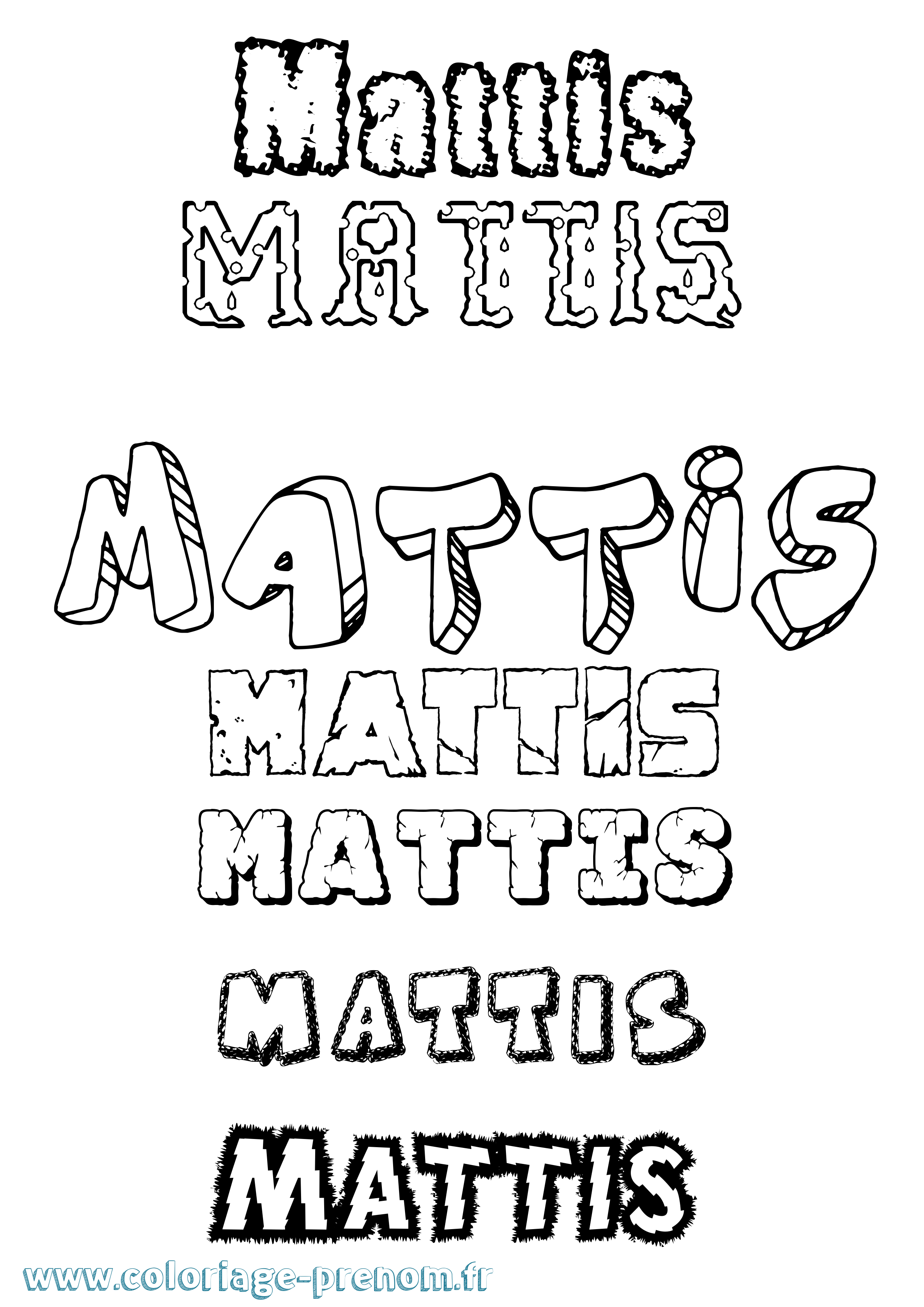 Coloriage prénom Mattis Destructuré