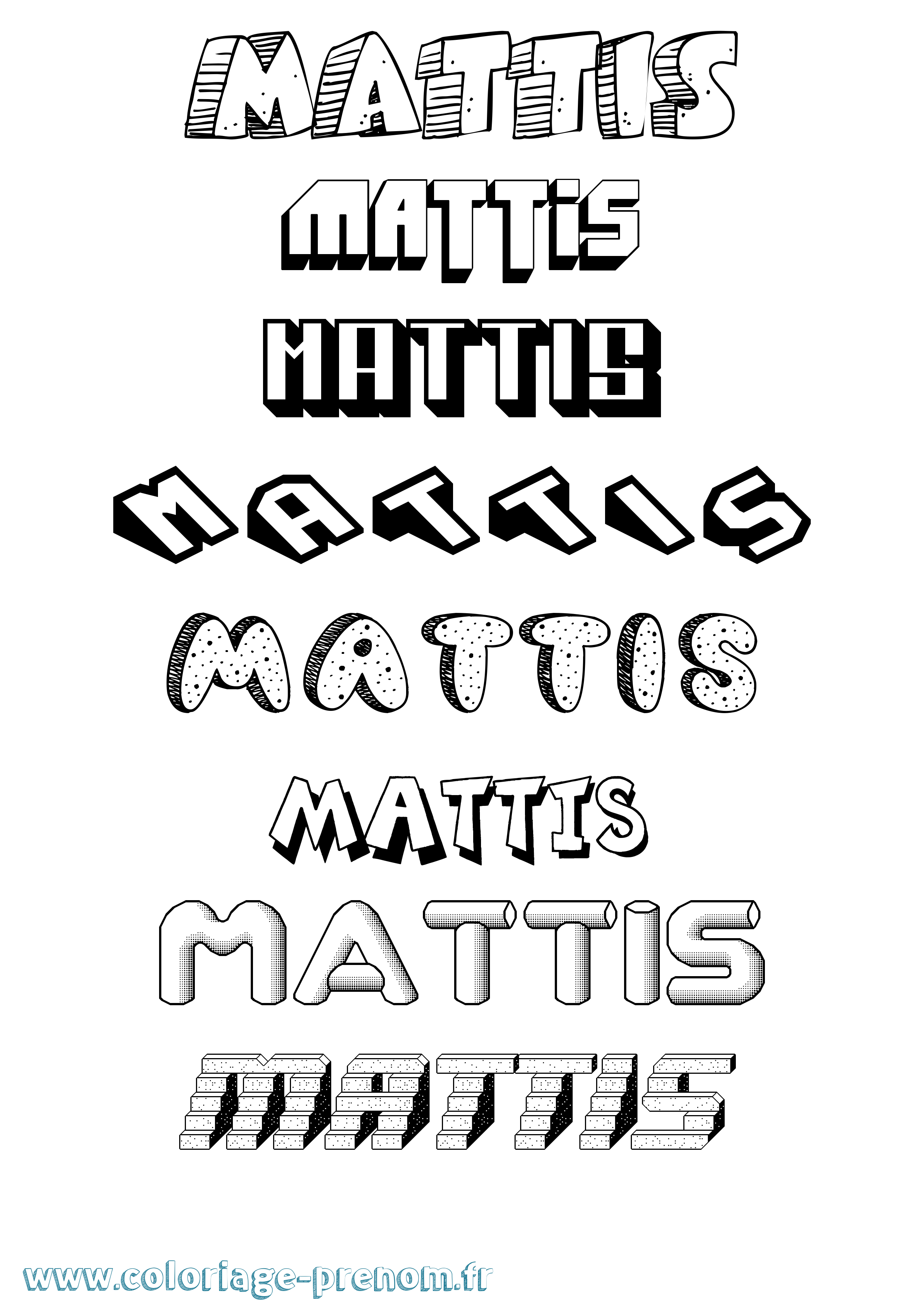 Coloriage Mattis Effet 3D Coloriage prénom Mattis Effet 3D