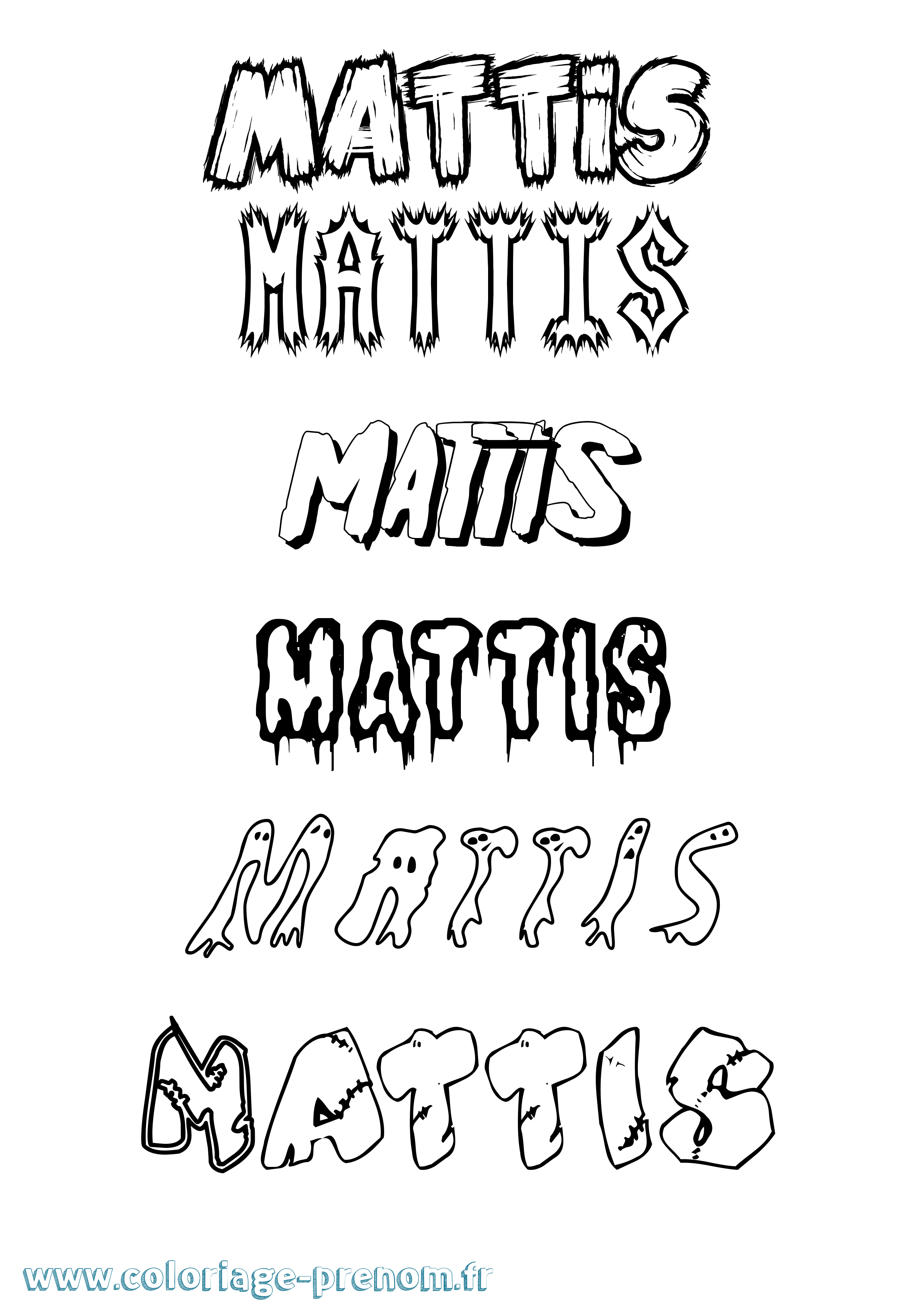 Coloriage Mattis Frisson Coloriage prénom Mattis Frisson