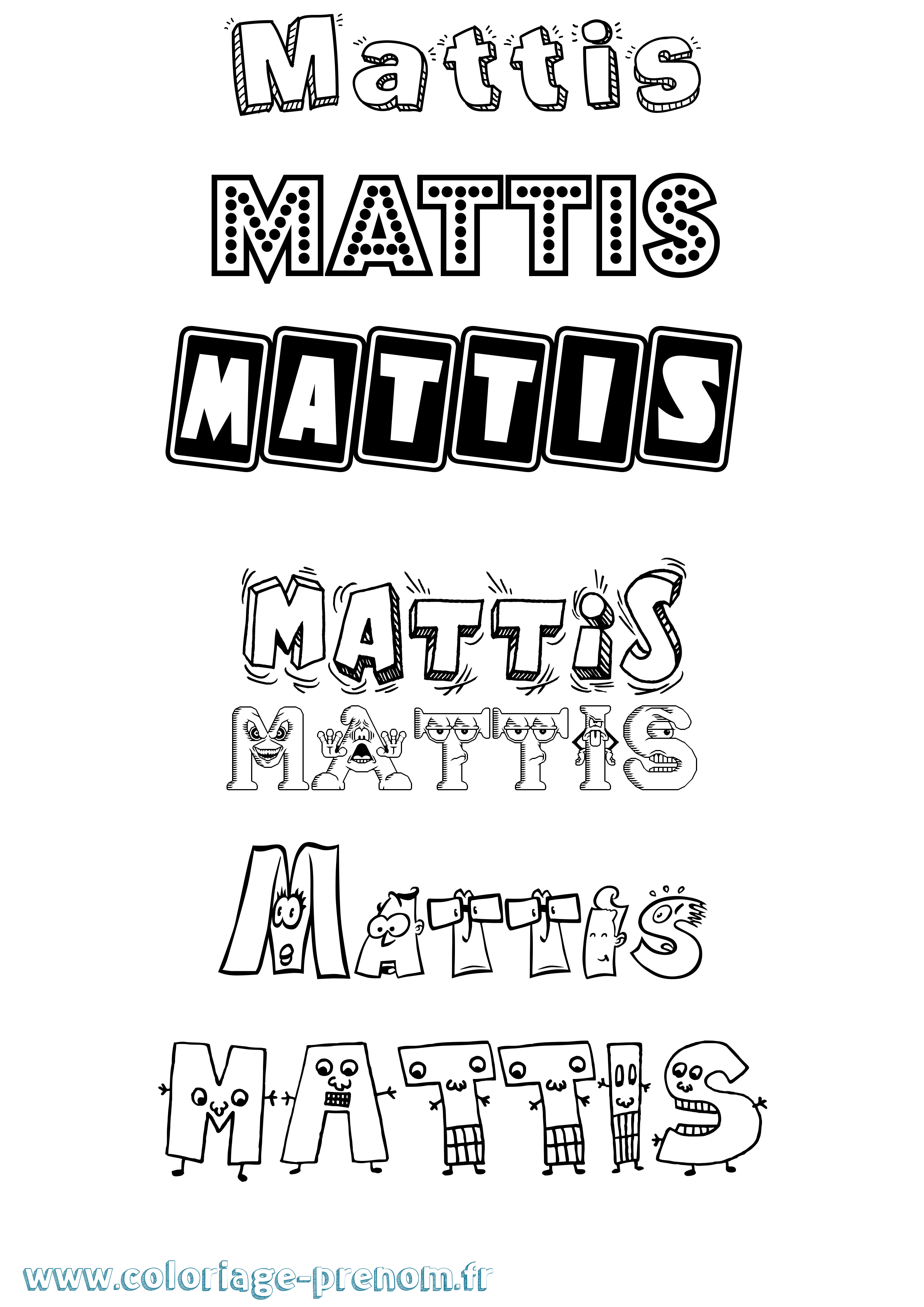 Coloriage Mattis Fun Coloriage prénom Mattis Fun