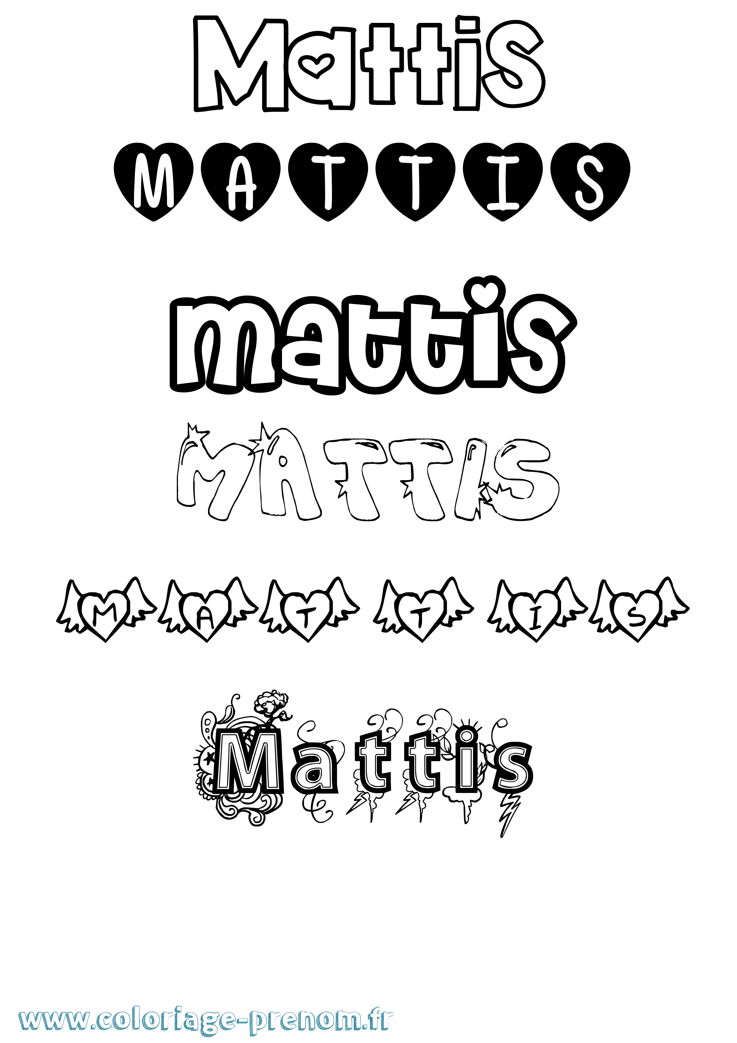Coloriage Mattis Girly Coloriage prénom Mattis Girly