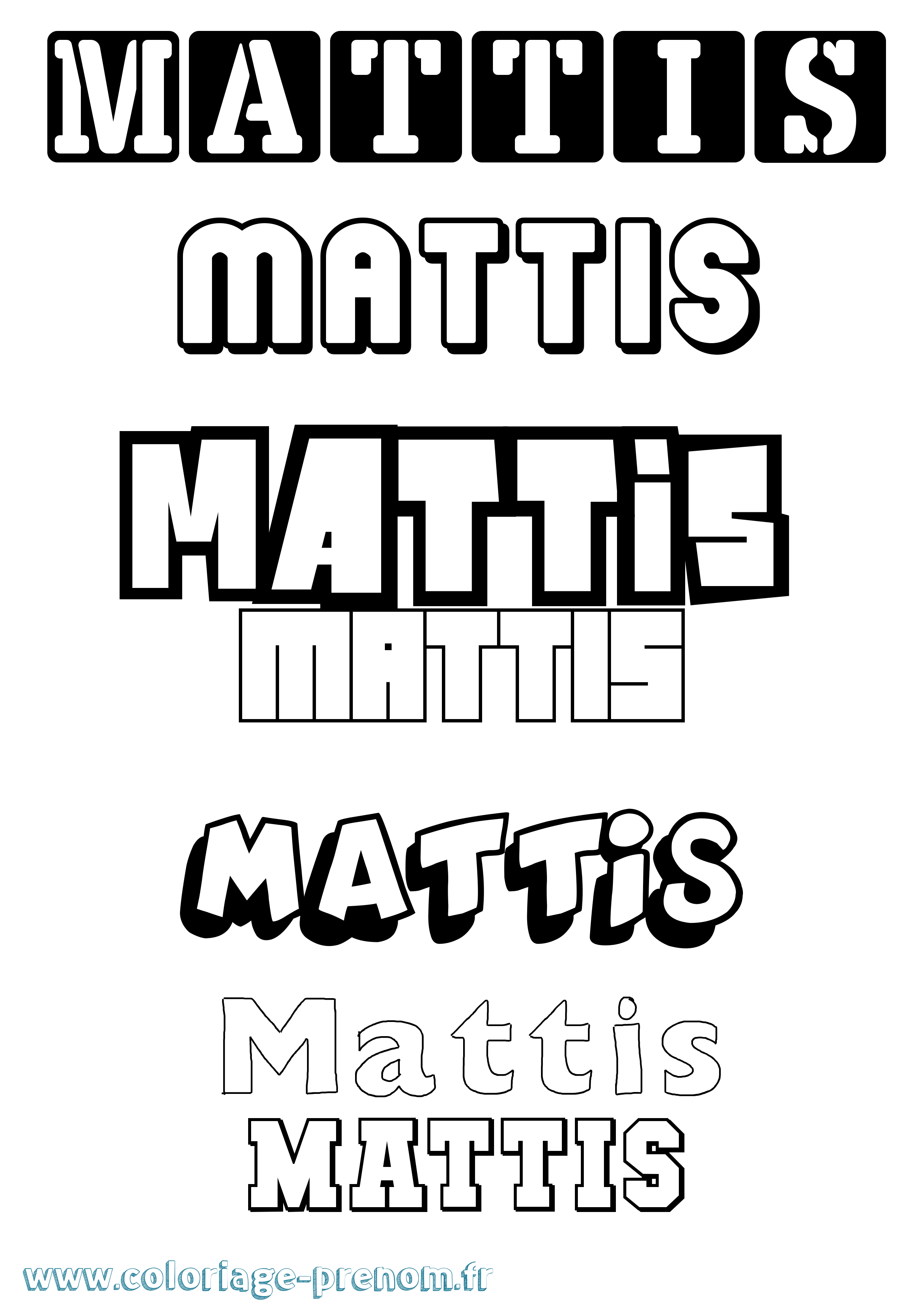 Coloriage prénom Mattis Simple