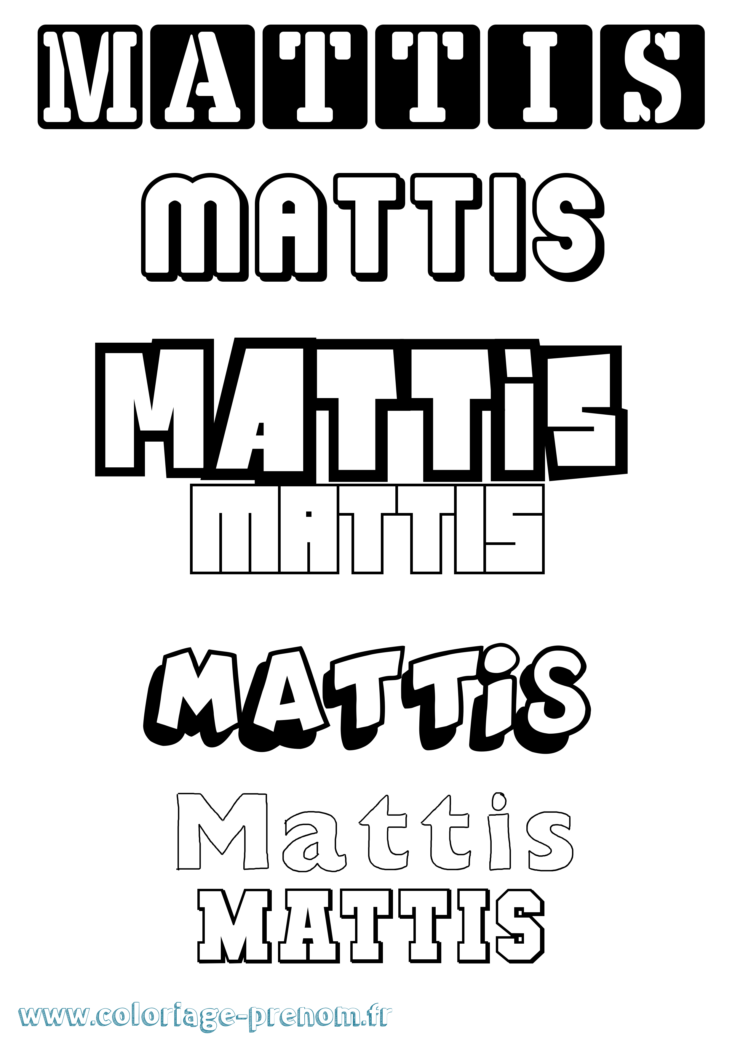 Coloriage Mattis Simple Coloriage prénom Mattis Simple