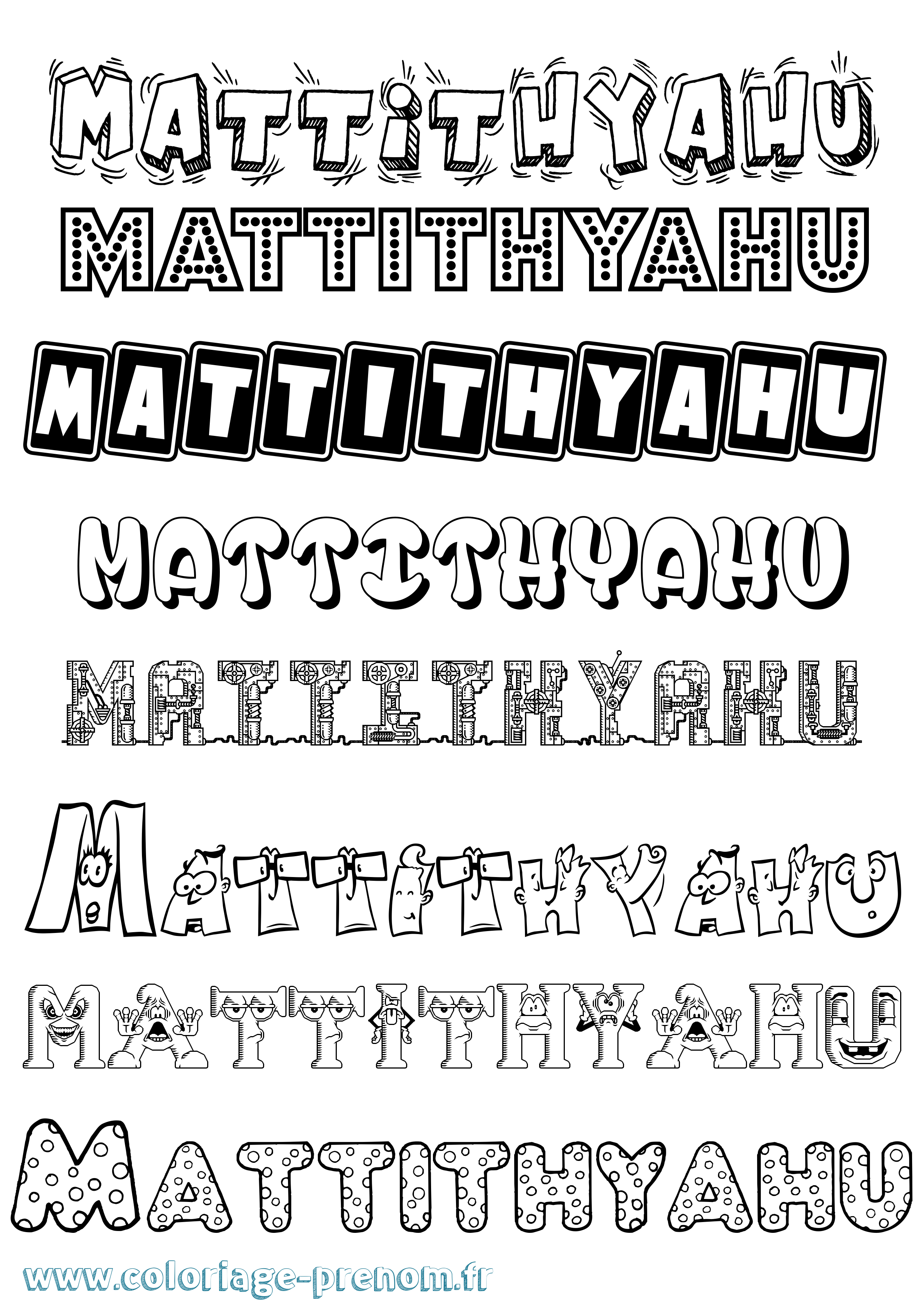 Coloriage prénom Mattithyahu Fun