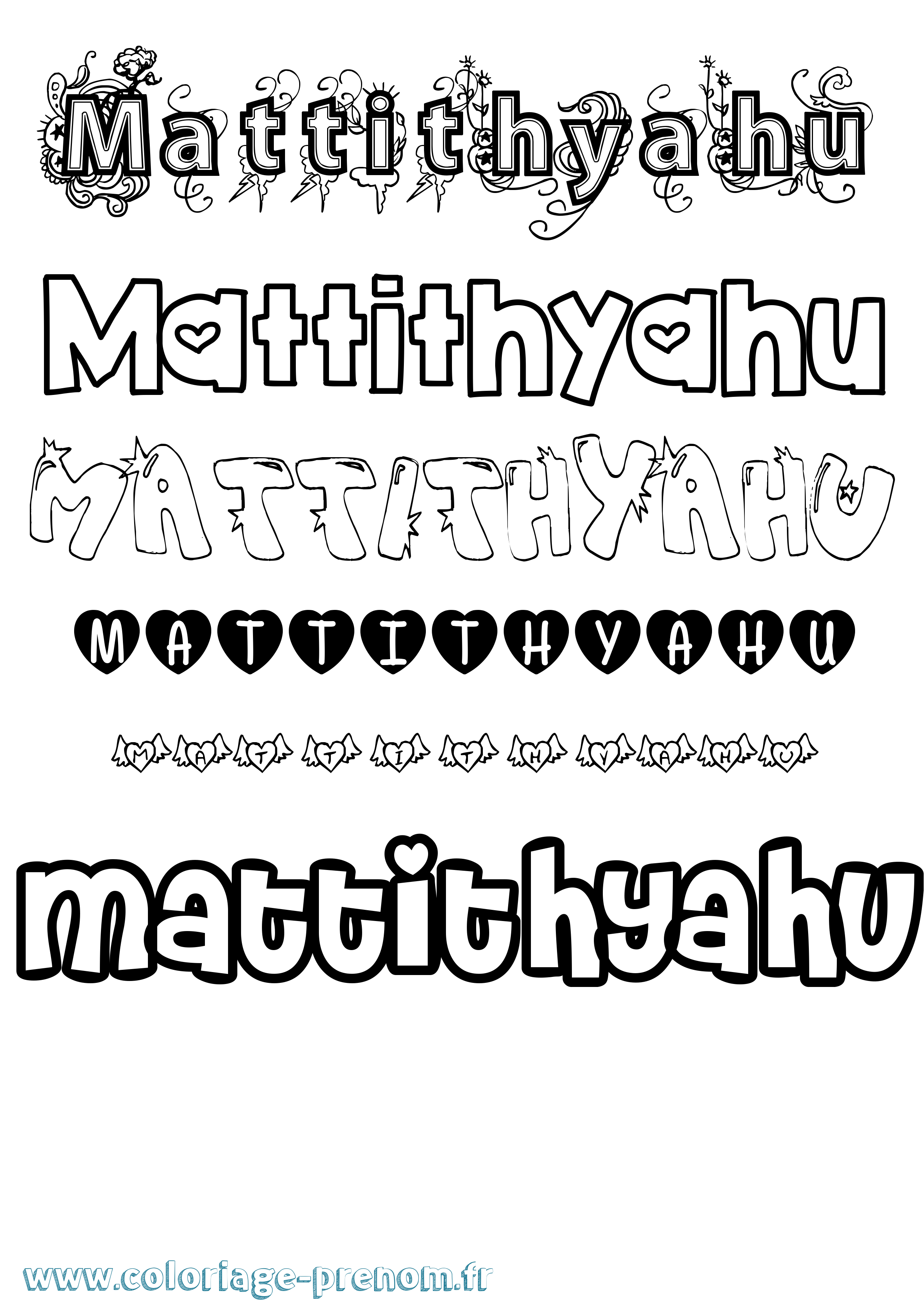 Coloriage prénom Mattithyahu Girly