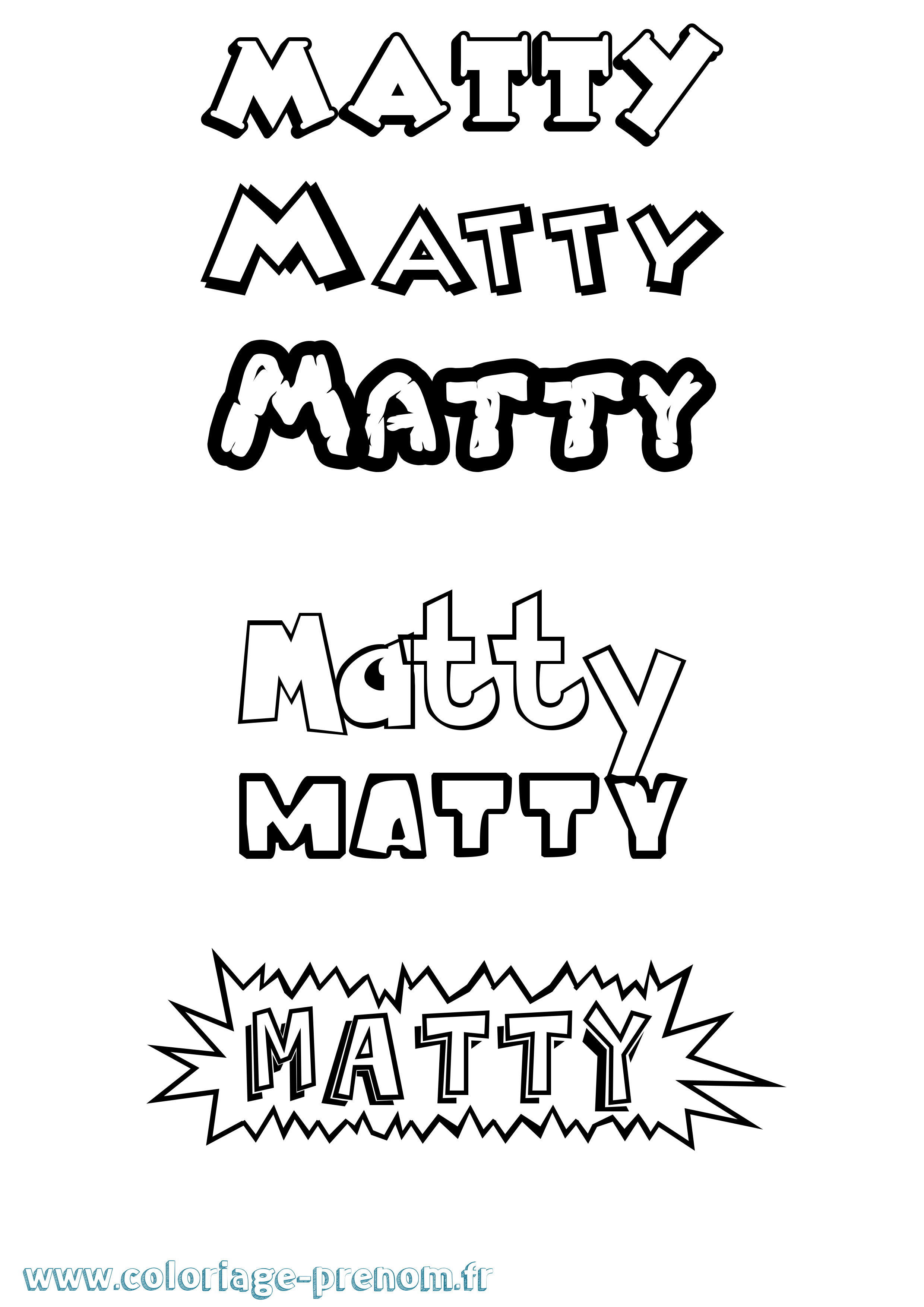 Coloriage prénom Matty Dessin Animé