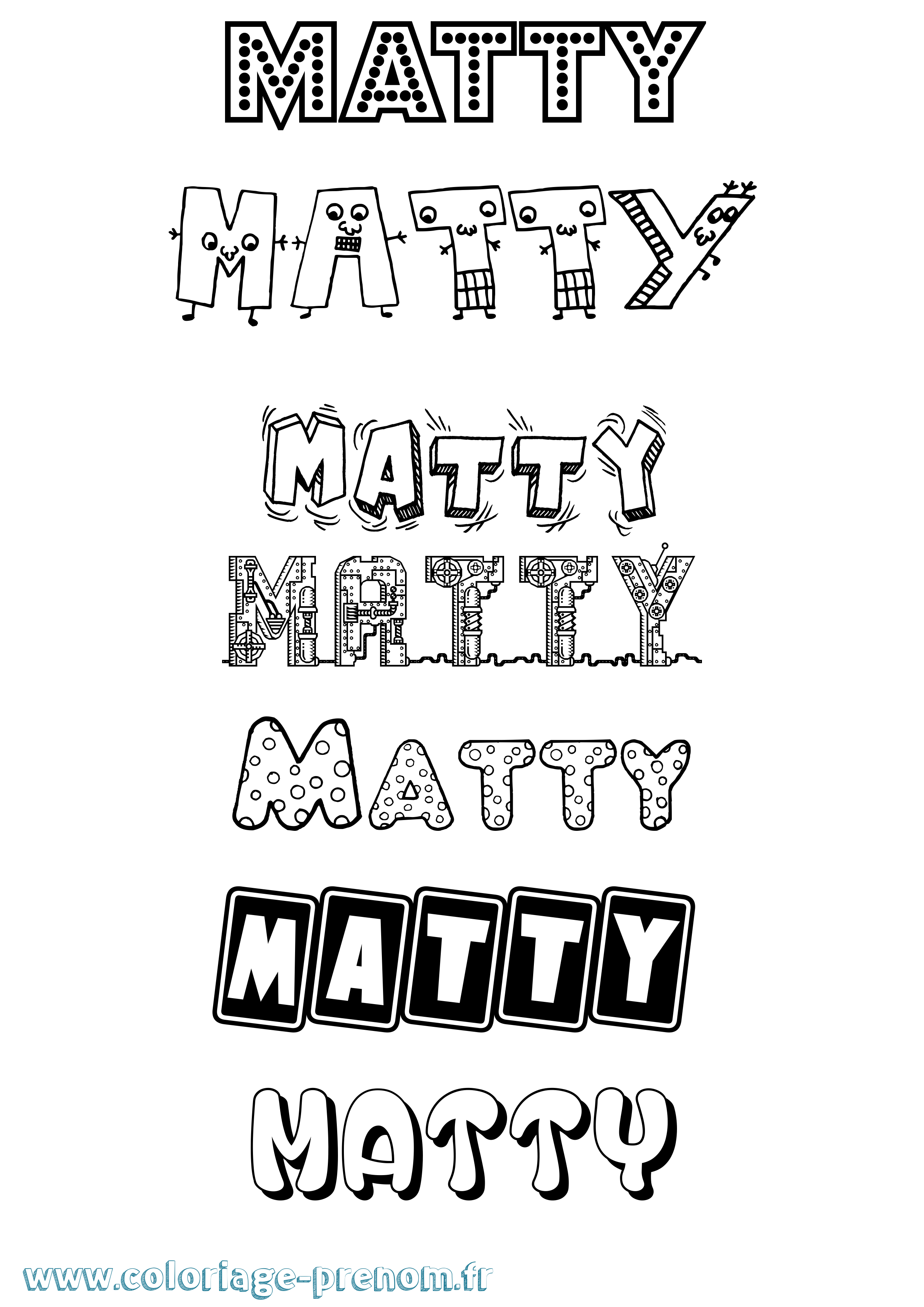 Coloriage prénom Matty Fun