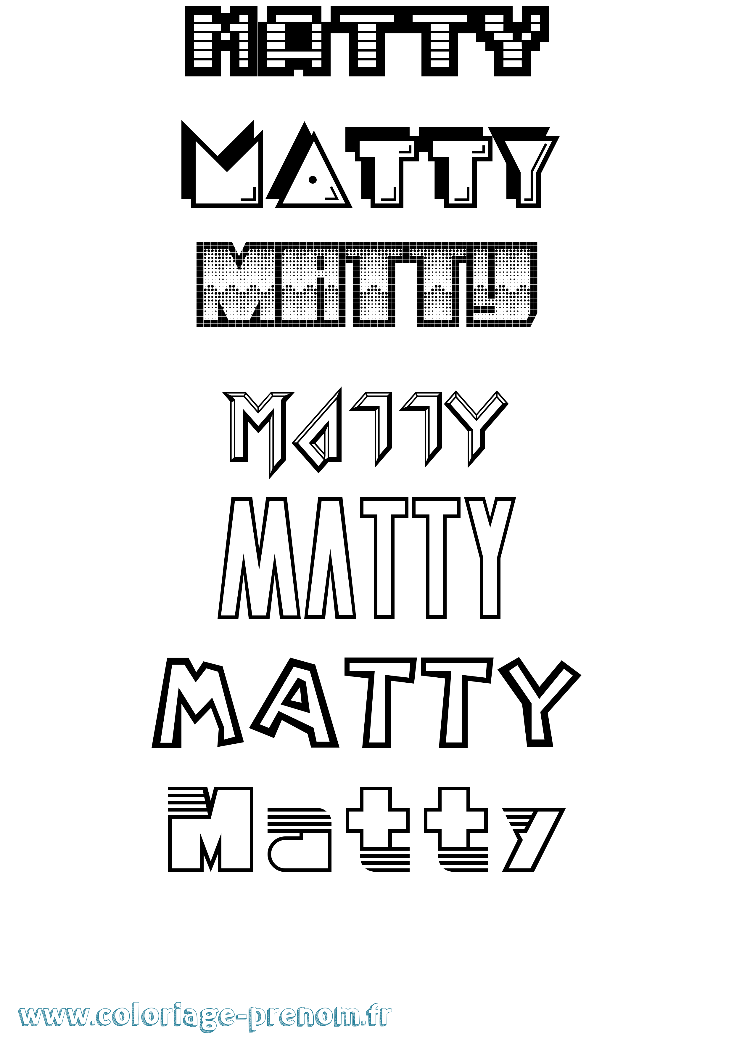 Coloriage prénom Matty Jeux Vidéos