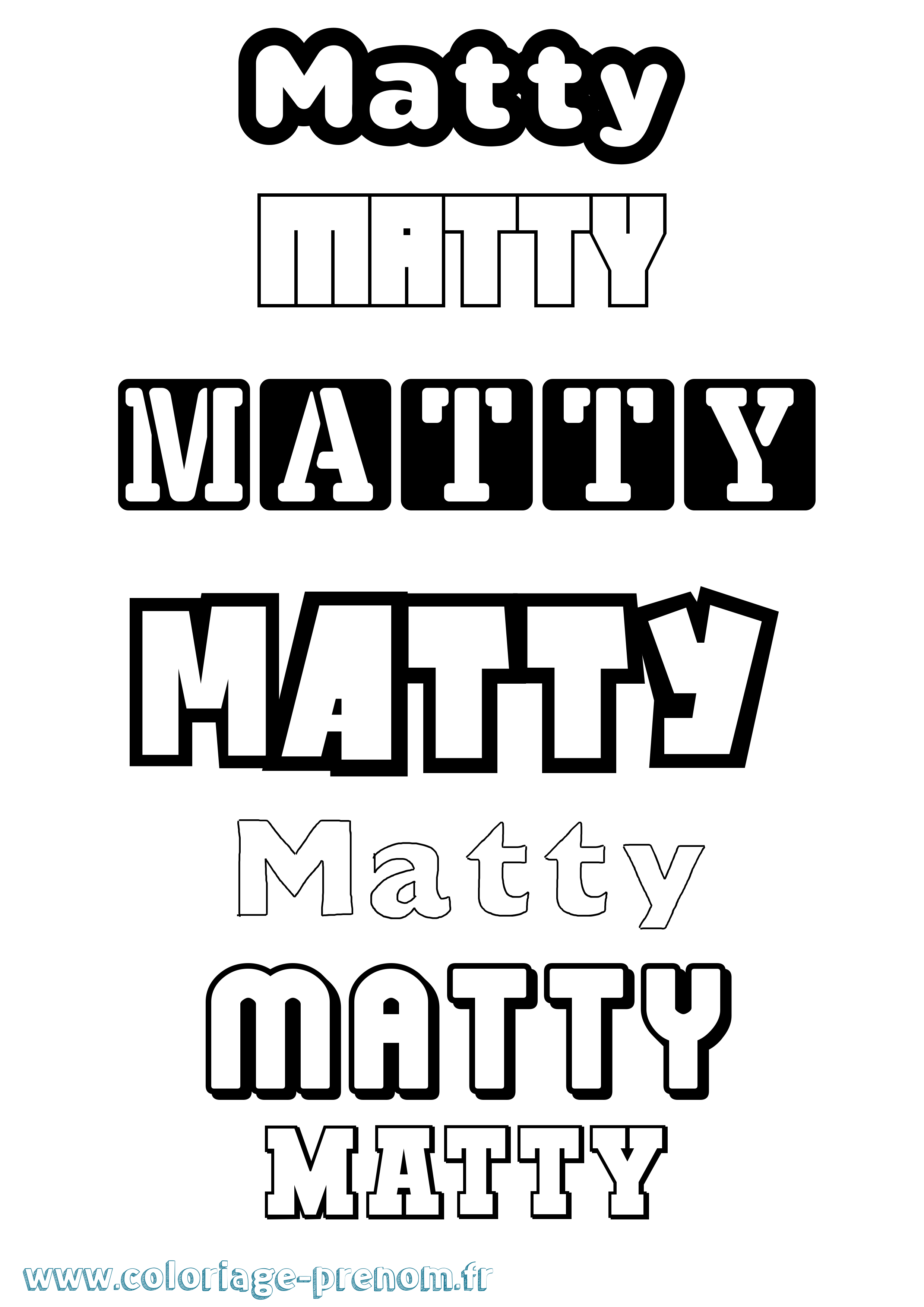 Coloriage prénom Matty Simple