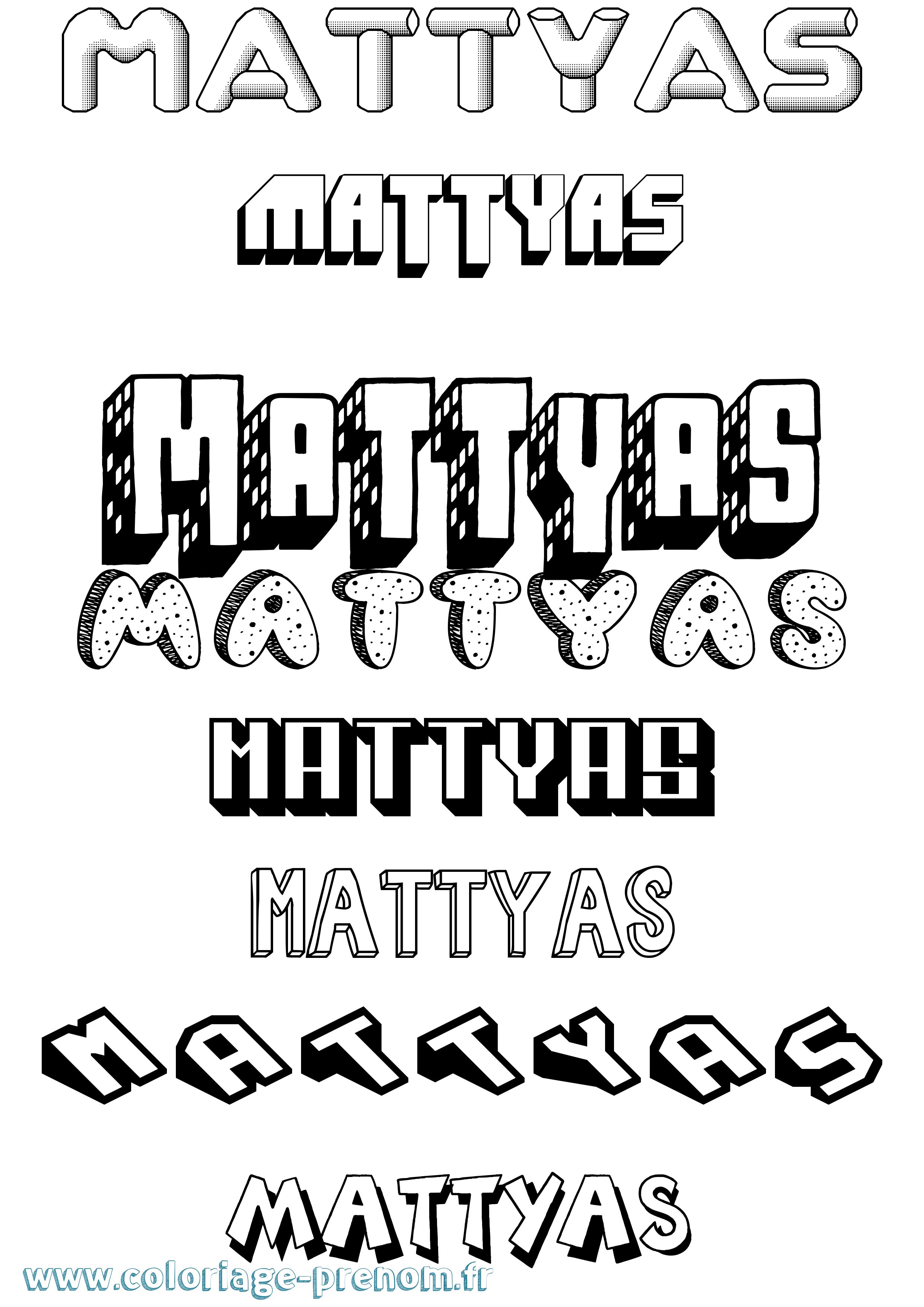 Coloriage prénom Mattyas Effet 3D