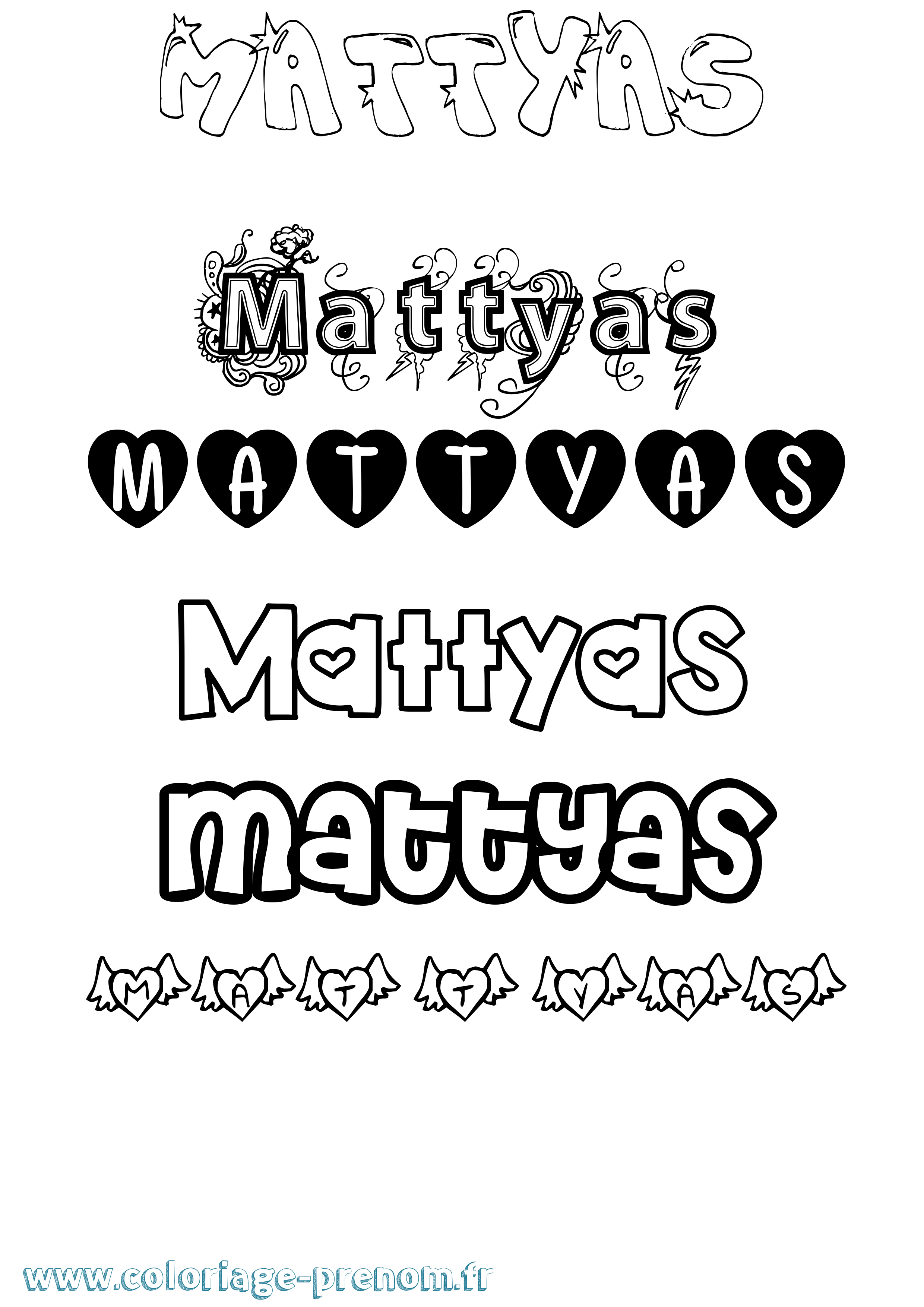 Coloriage prénom Mattyas Girly
