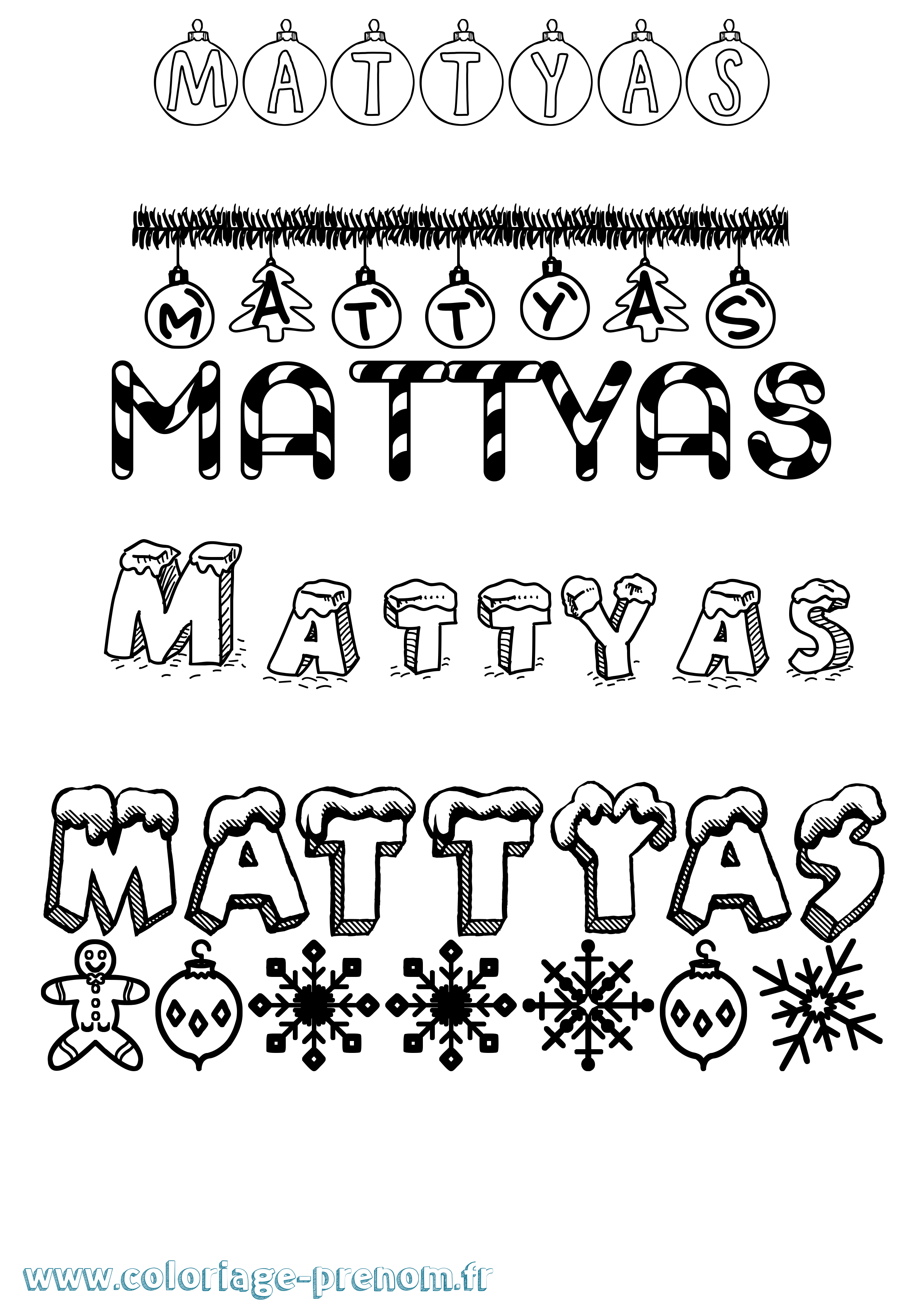 Coloriage prénom Mattyas Noël