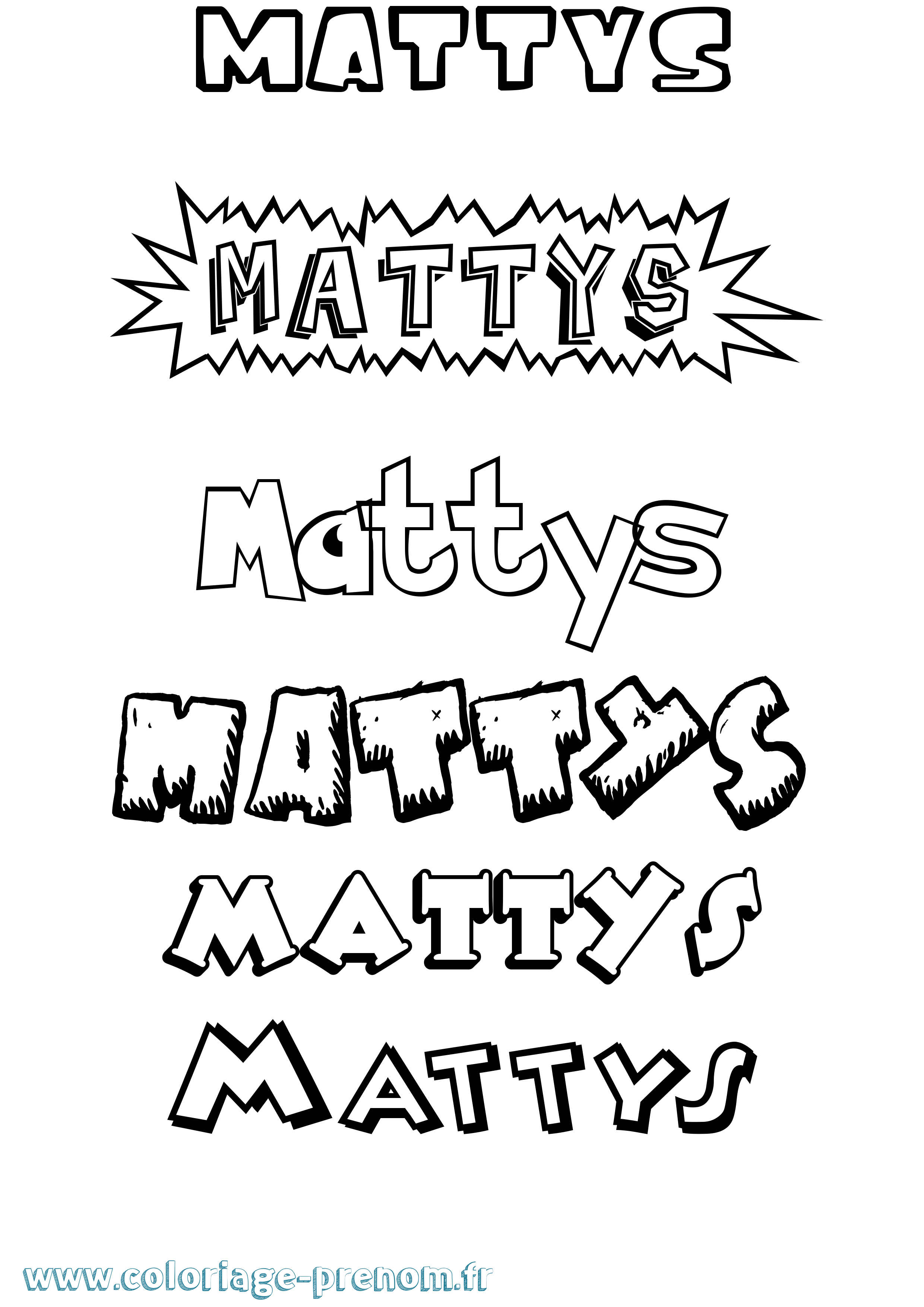 Coloriage prénom Mattys Dessin Animé