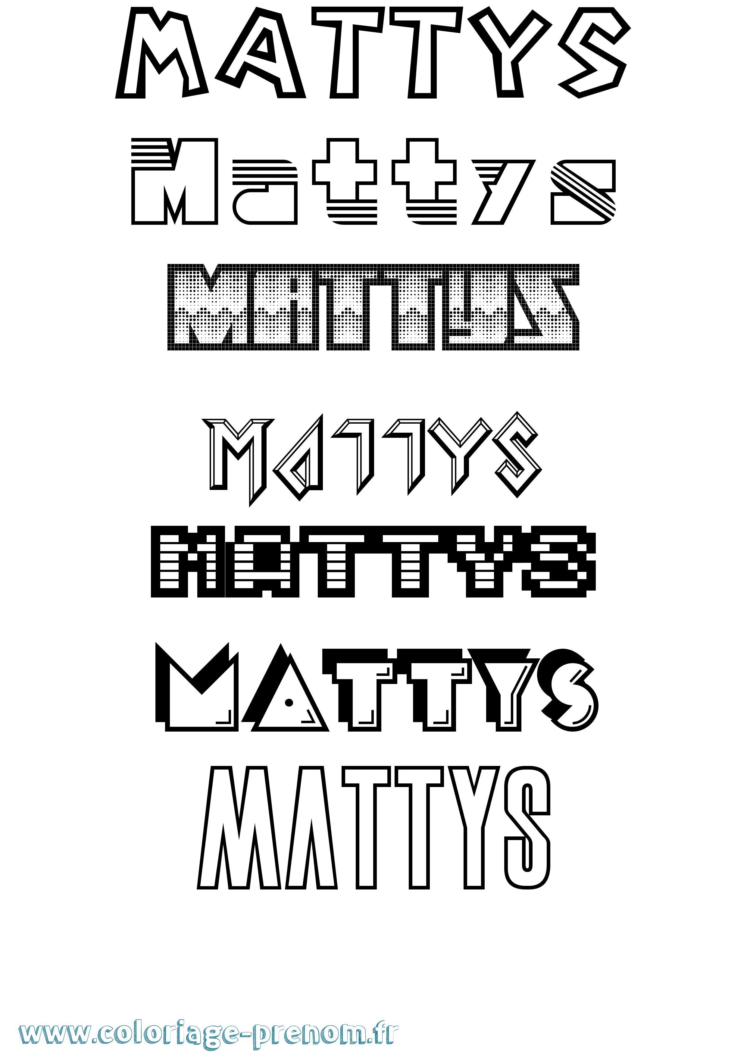 Coloriage prénom Mattys Jeux Vidéos