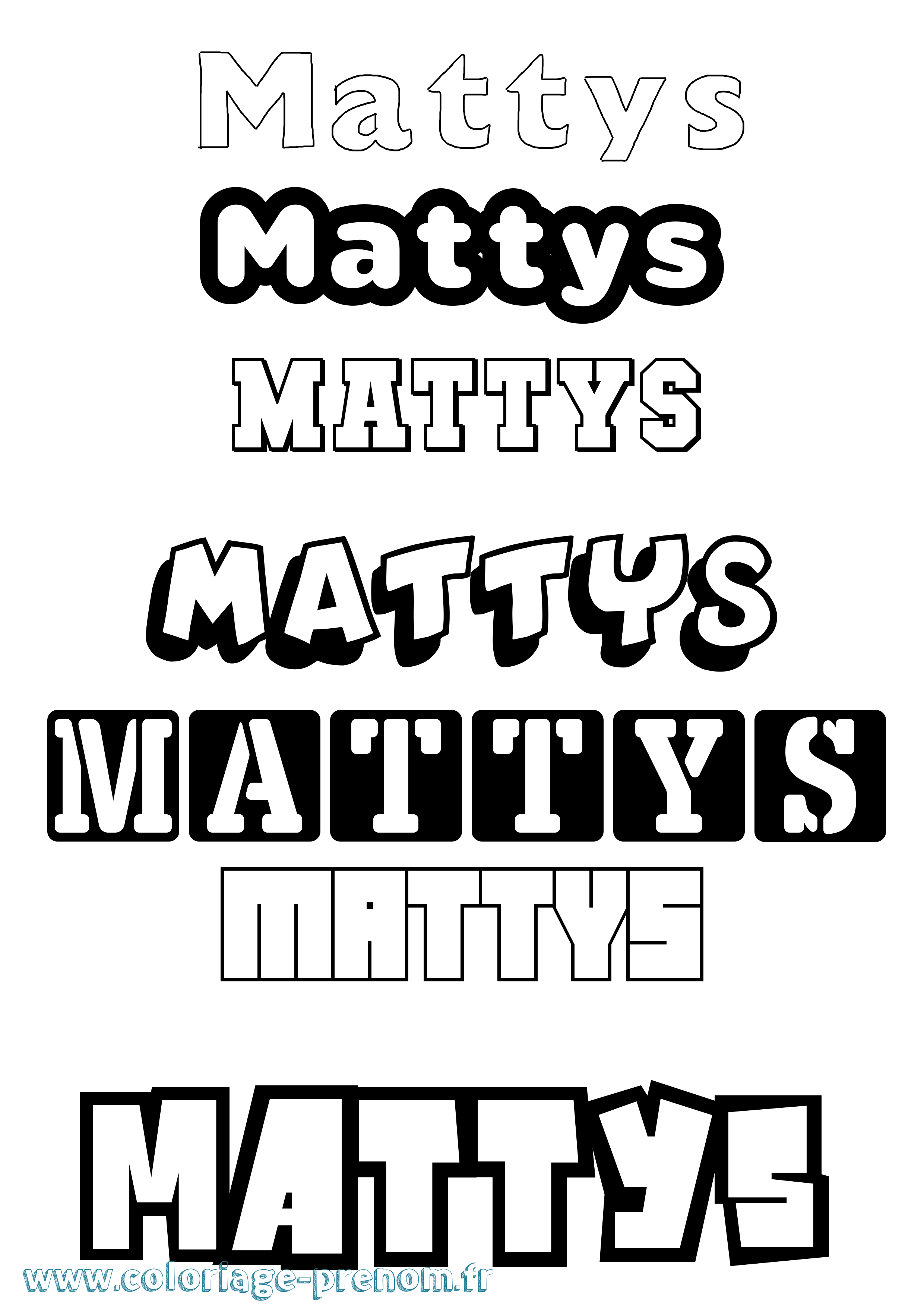 Coloriage prénom Mattys Simple