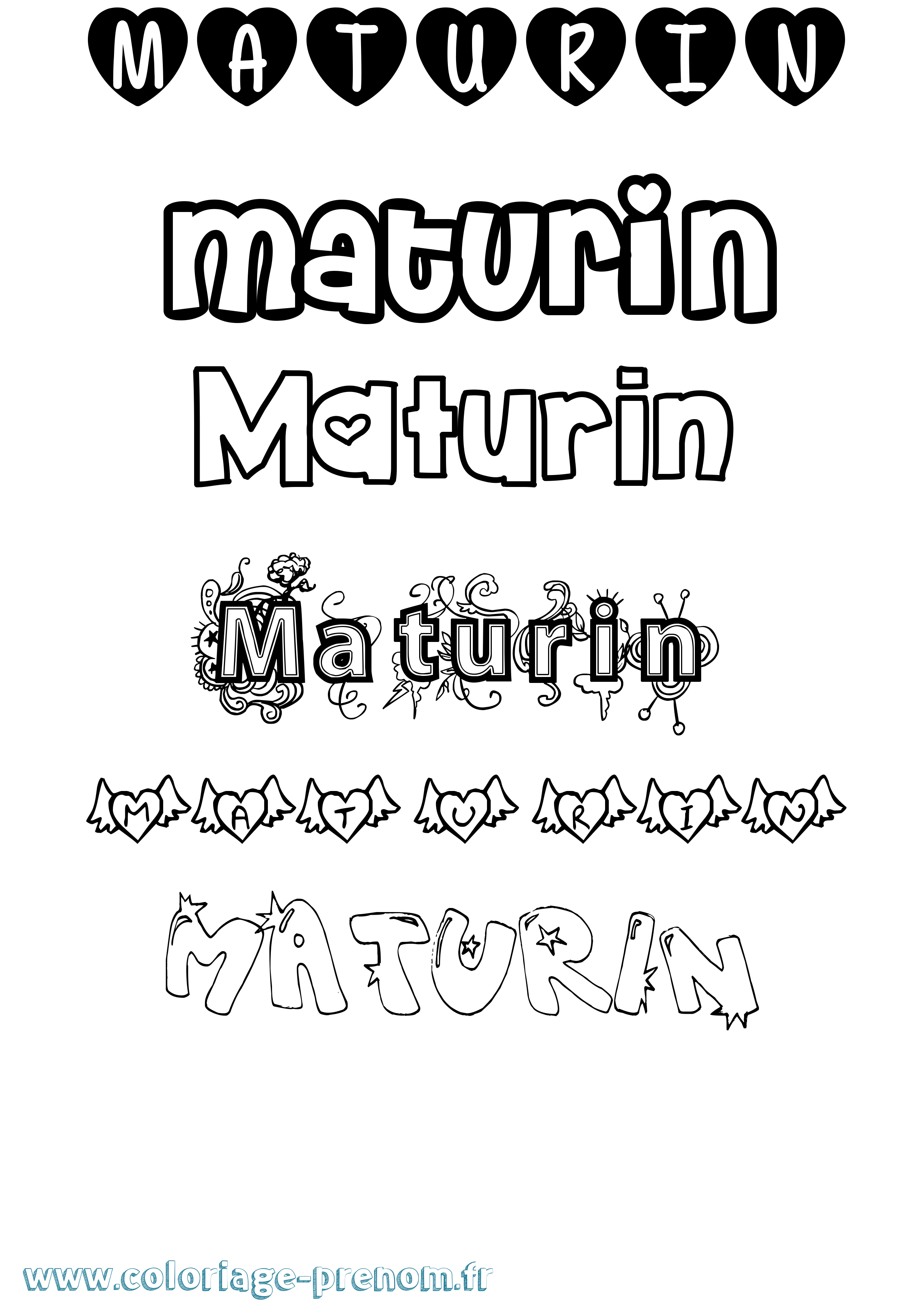 Coloriage prénom Maturin Girly