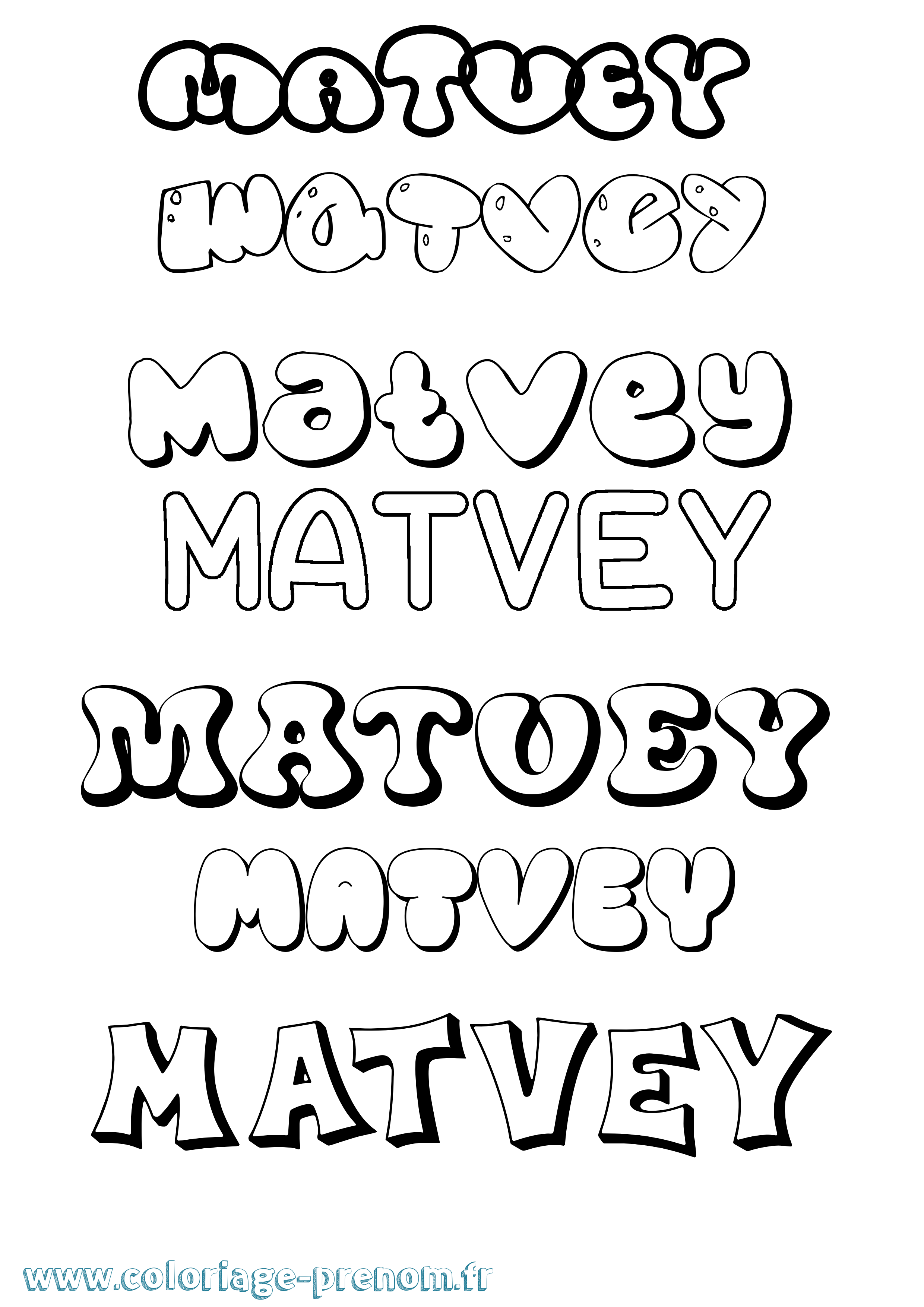 Coloriage prénom Matvey Bubble