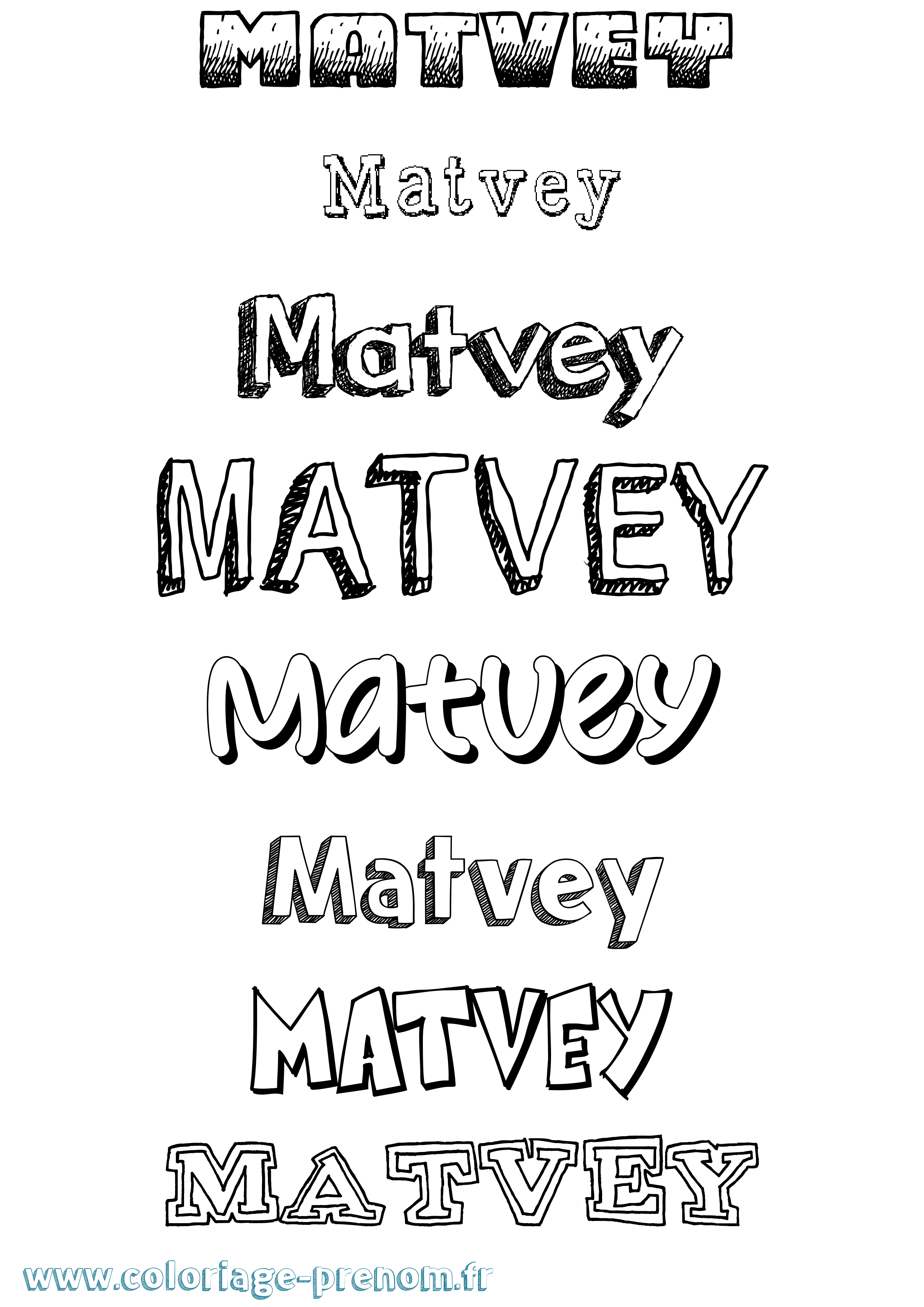 Coloriage prénom Matvey Dessiné