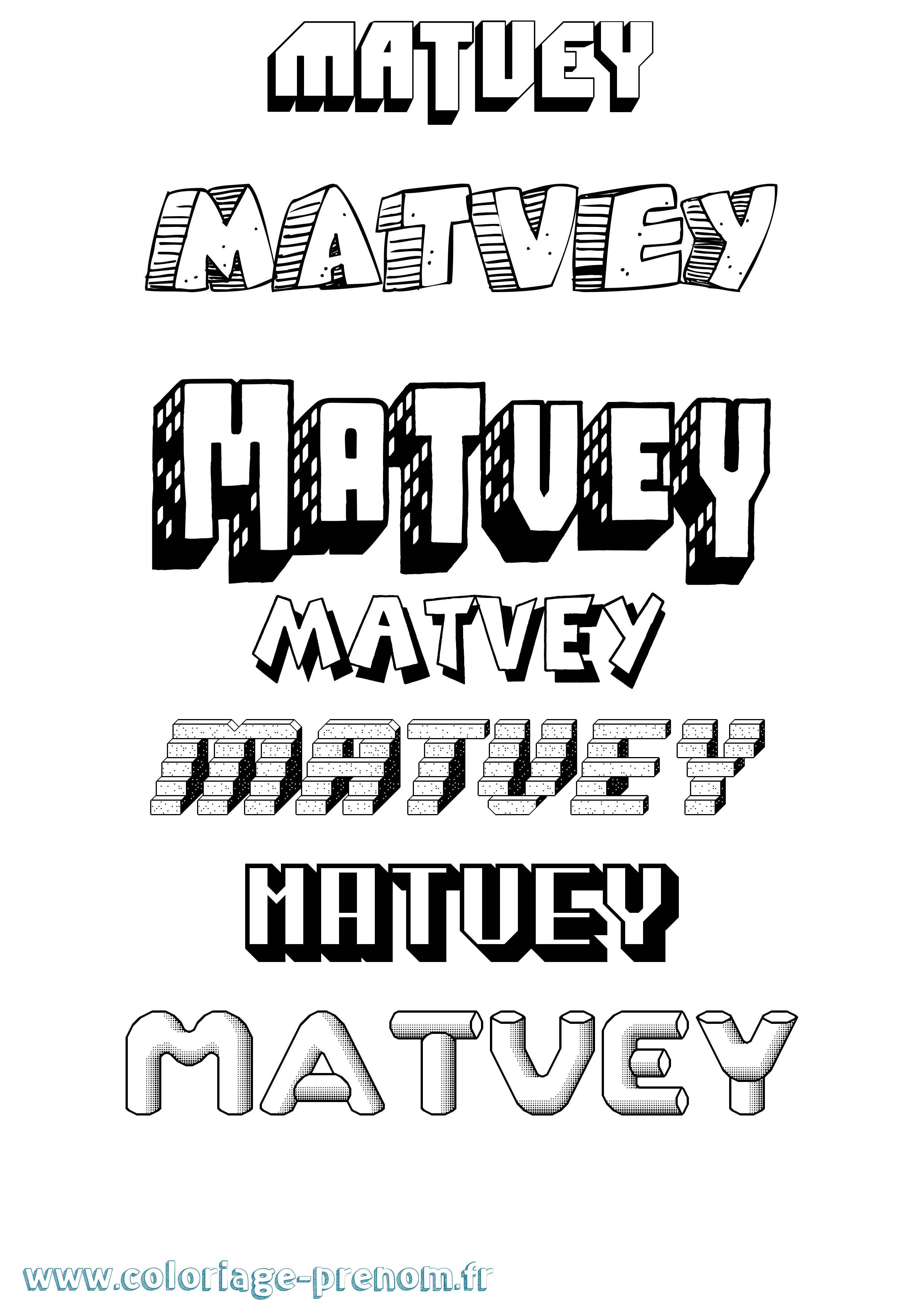 Coloriage prénom Matvey Effet 3D