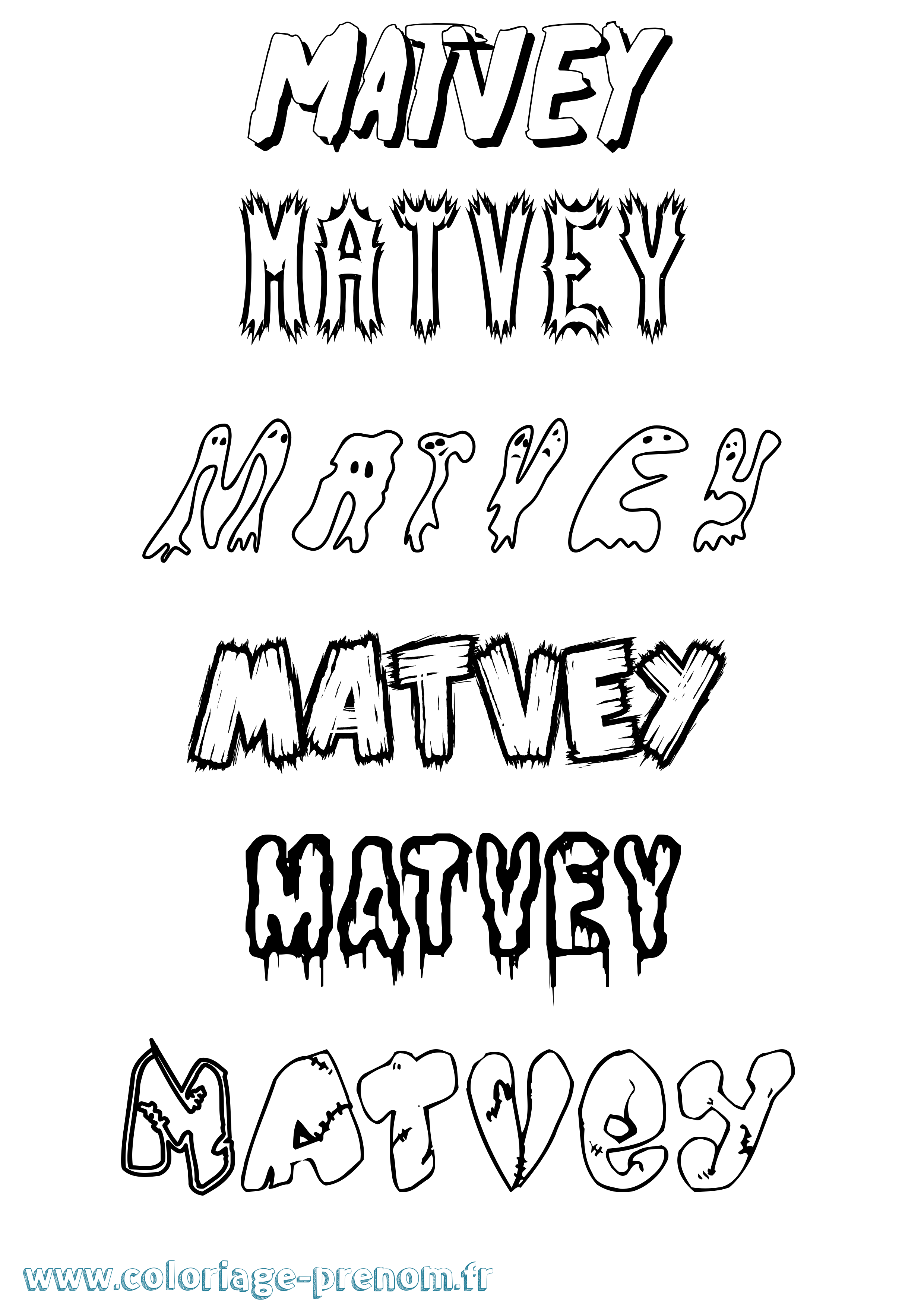 Coloriage prénom Matvey Frisson