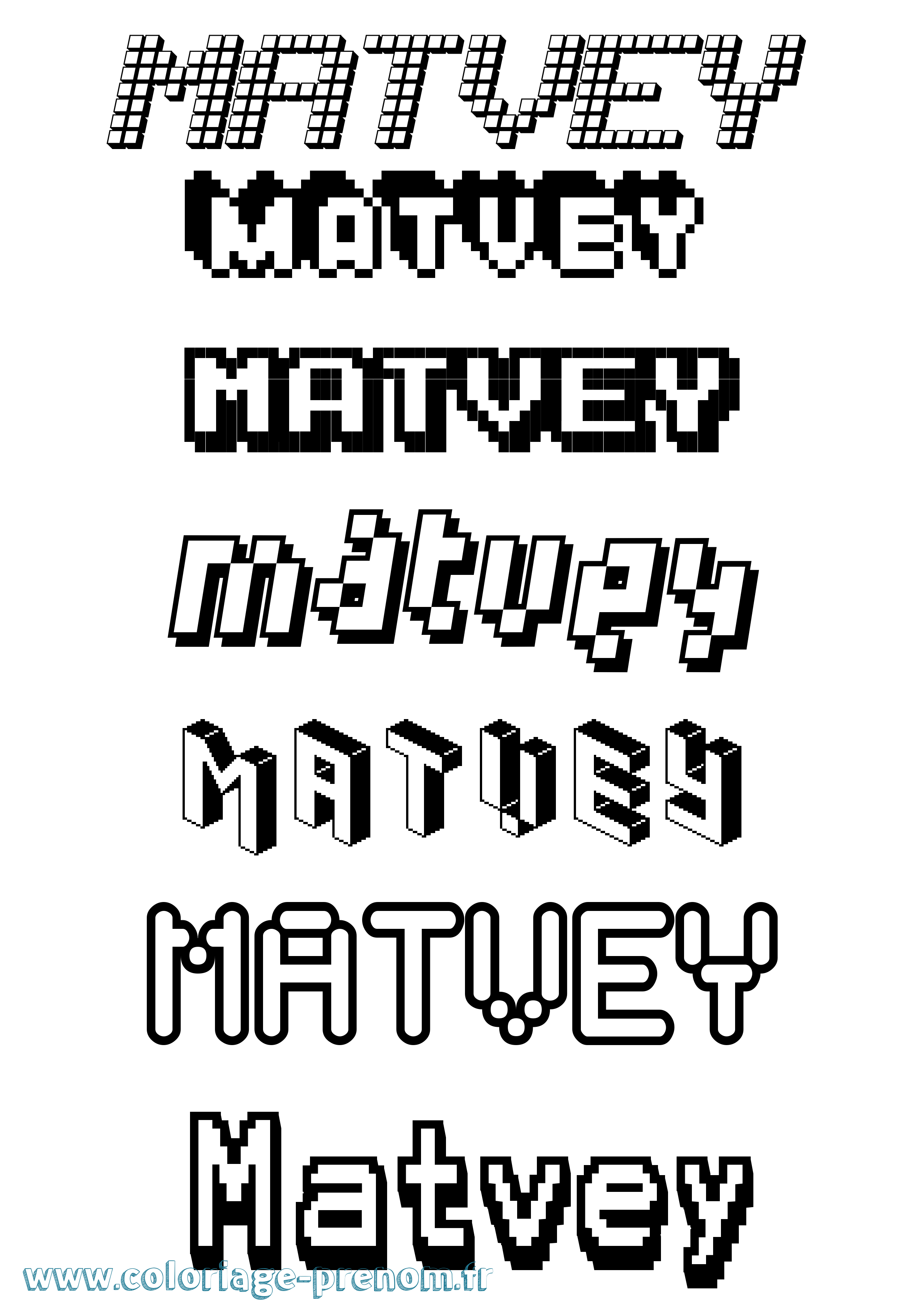Coloriage prénom Matvey Pixel