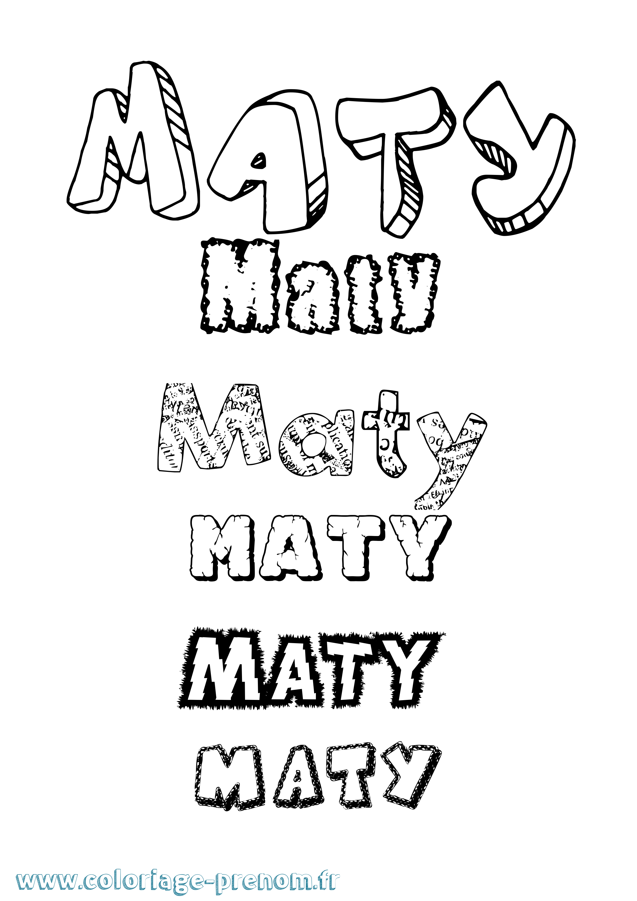 Coloriage prénom Maty Destructuré