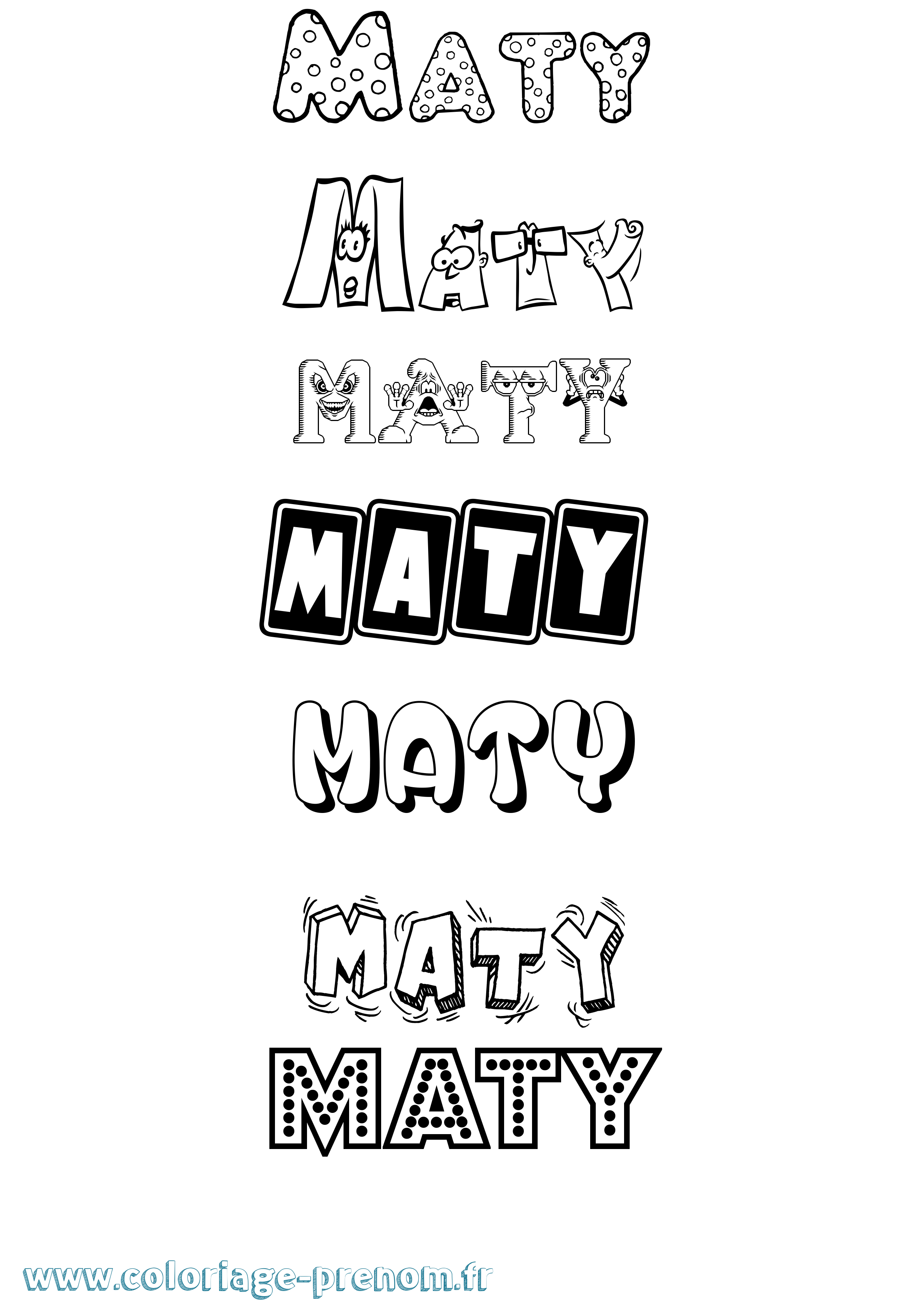 Coloriage prénom Maty Fun