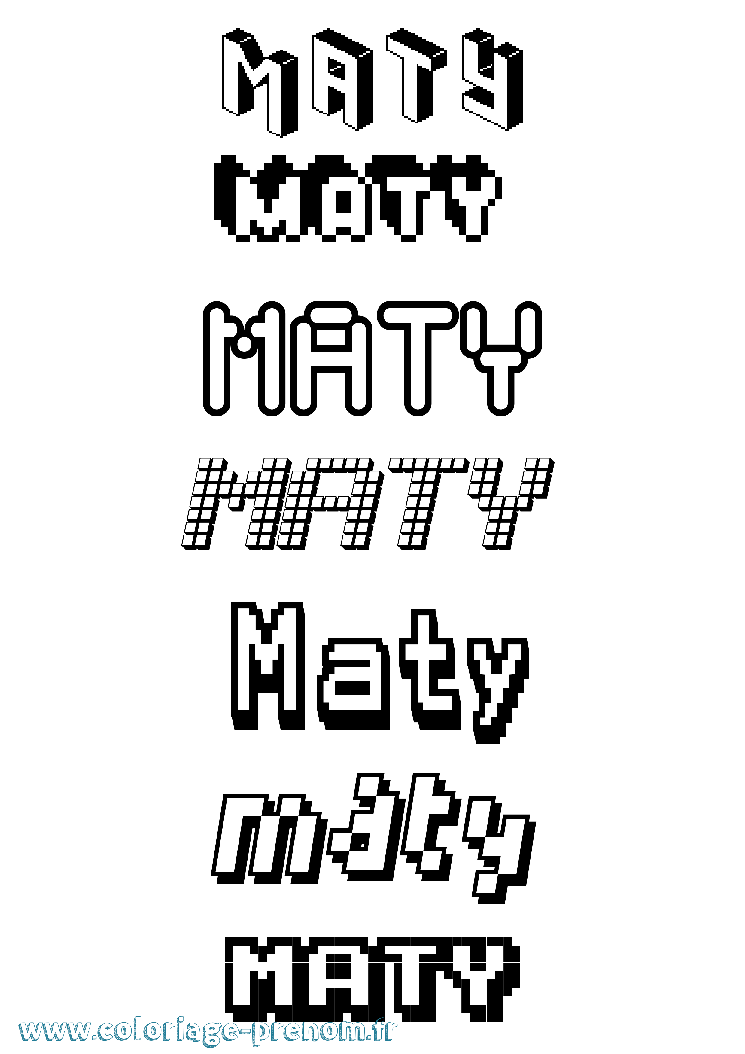 Coloriage prénom Maty Pixel